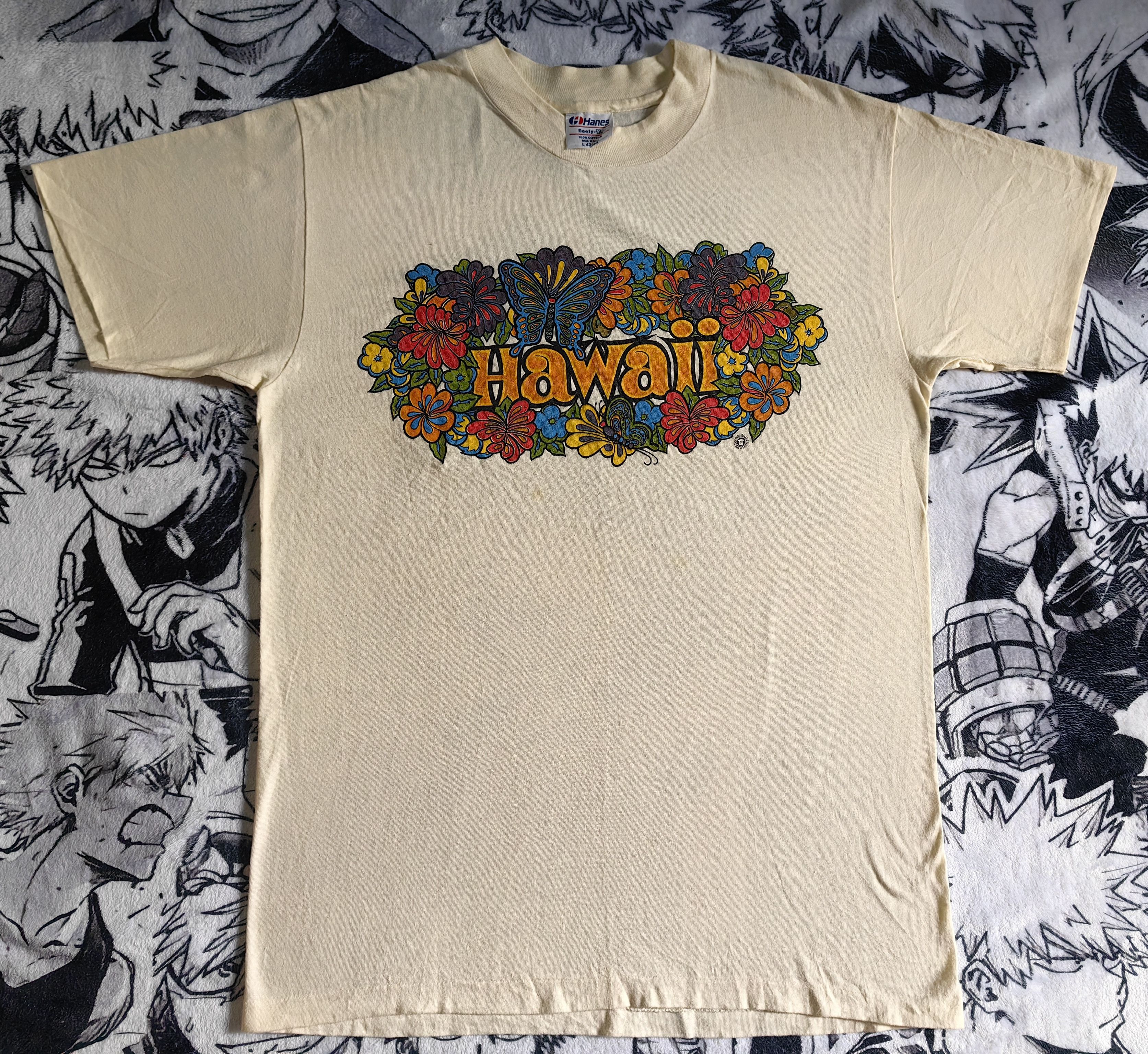 Hanes Vintage early 80's Hanes Beefies Hawaii Flower Power (Rare) Size US L / EU 52-54 / 3 - 1 Thumbnail