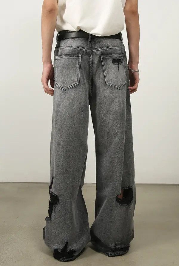 Japanese Brand Komura x Arai Straight-leg ripped wide-leg jeans Size US 32 / EU 48 - 6 Thumbnail