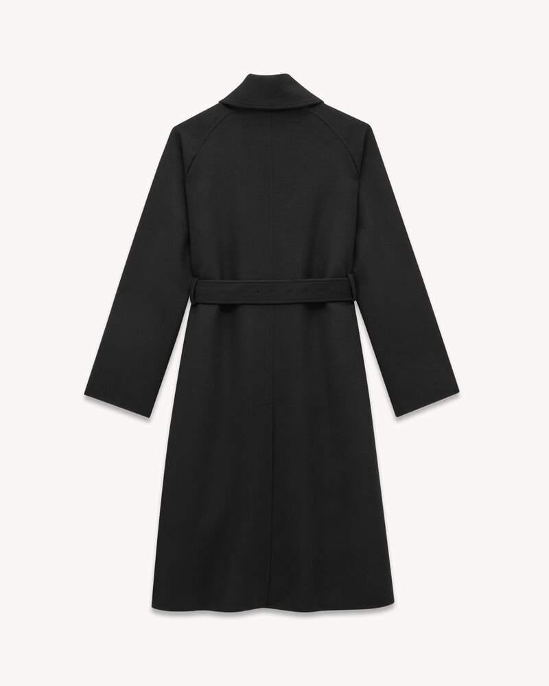 Saint Laurent Paris o1b1hav111125 809771 Coat in Wool Satin Flannel in Black Size US M / EU 48-50 / 2 - 3 Thumbnail