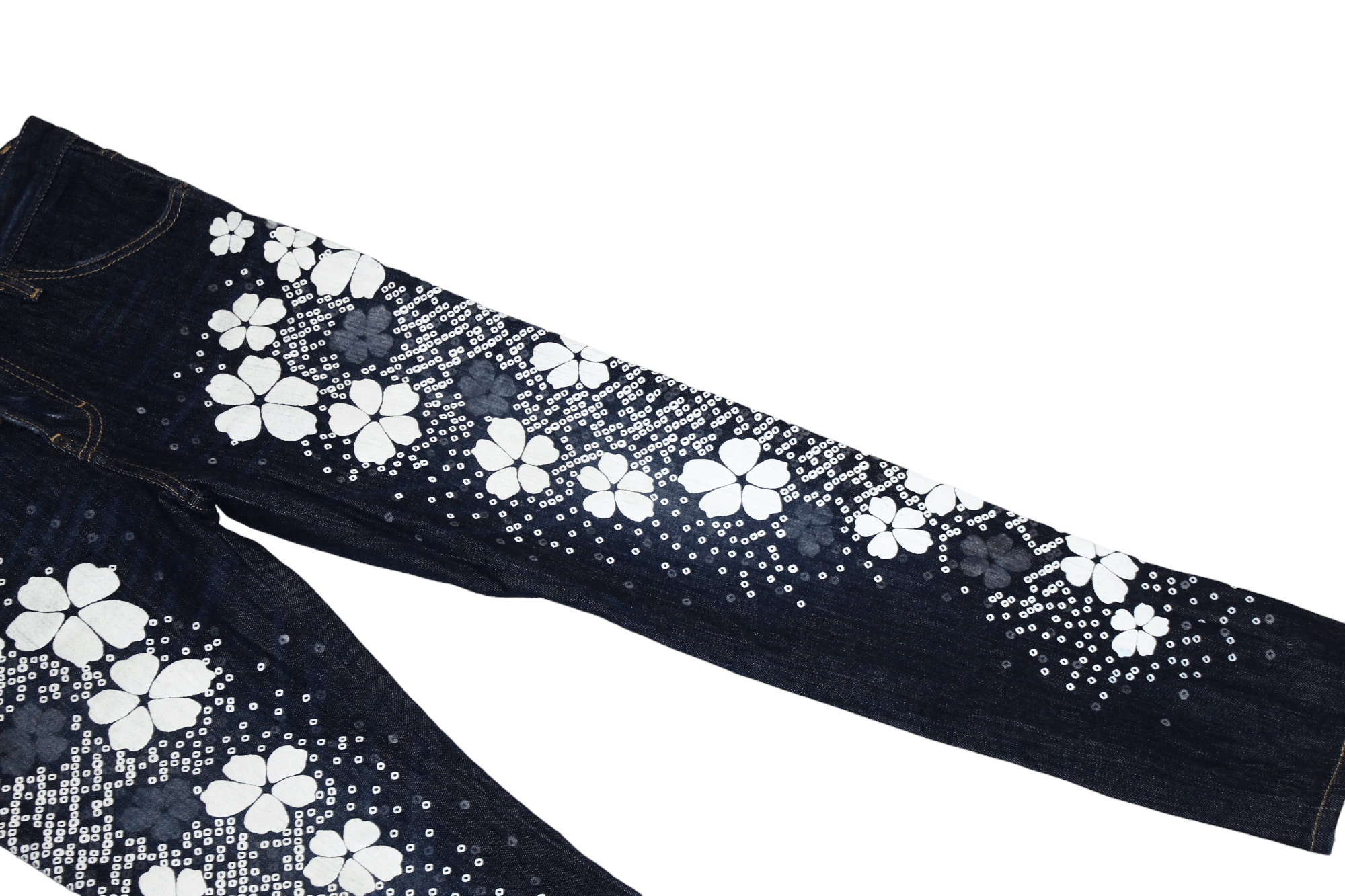 Dsquared2 Dsquared2 Skinny Tapered Floral Japanese Indigo Jeans Size US 32 / EU 48 - 8 Thumbnail