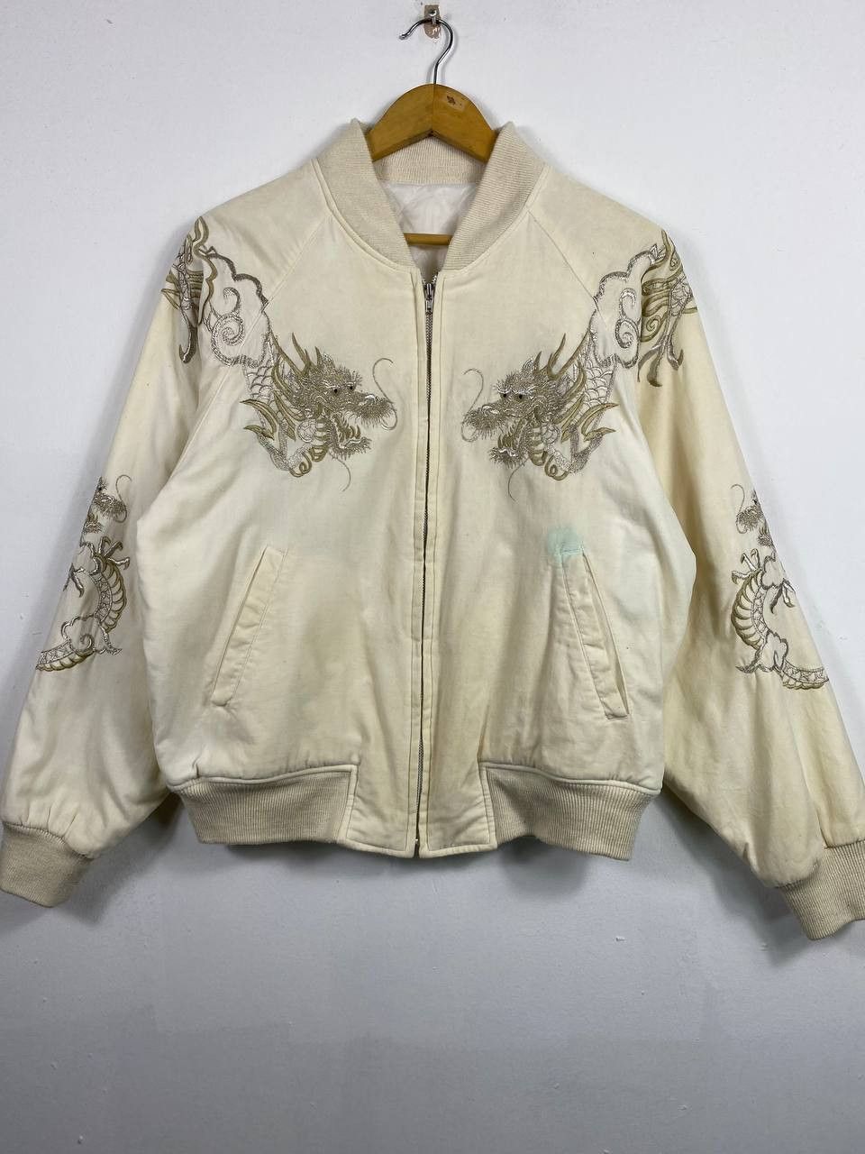 If Six Was Nine white velvet dragon embroided japanese sukajan jacket Size US L / EU 52-54 / 3 - 2 Thumbnail