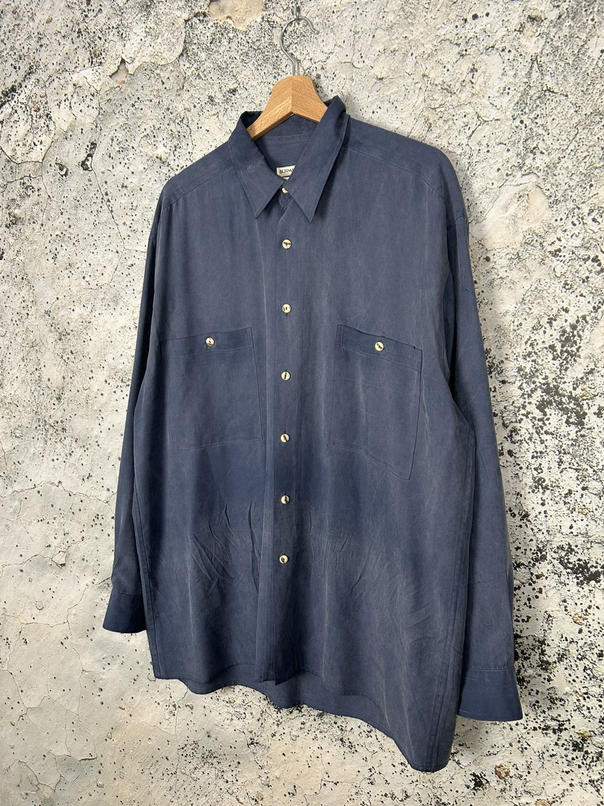 Vintage Vintage Silk Shirt Blue Avant Garde Japanese Alternative Size US L / EU 52-54 / 3 - 2 Thumbnail