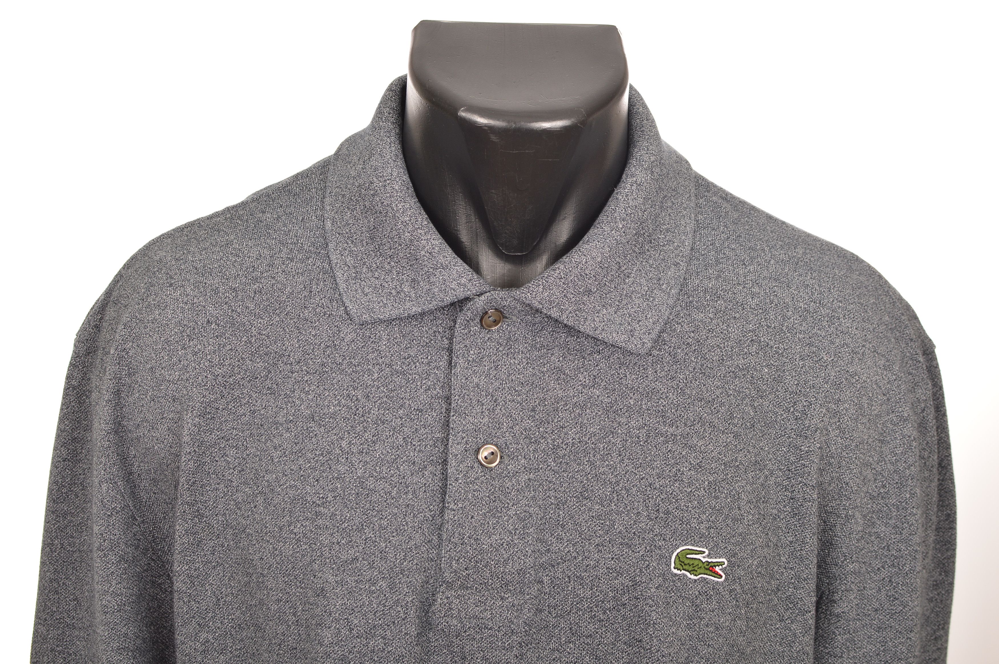 Lacoste Lacoste L1313 Classic Fit Long Sleeve Gray/Blue Polo Shirt Size US XXL / EU 58 / 5 - 2 Thumbnail