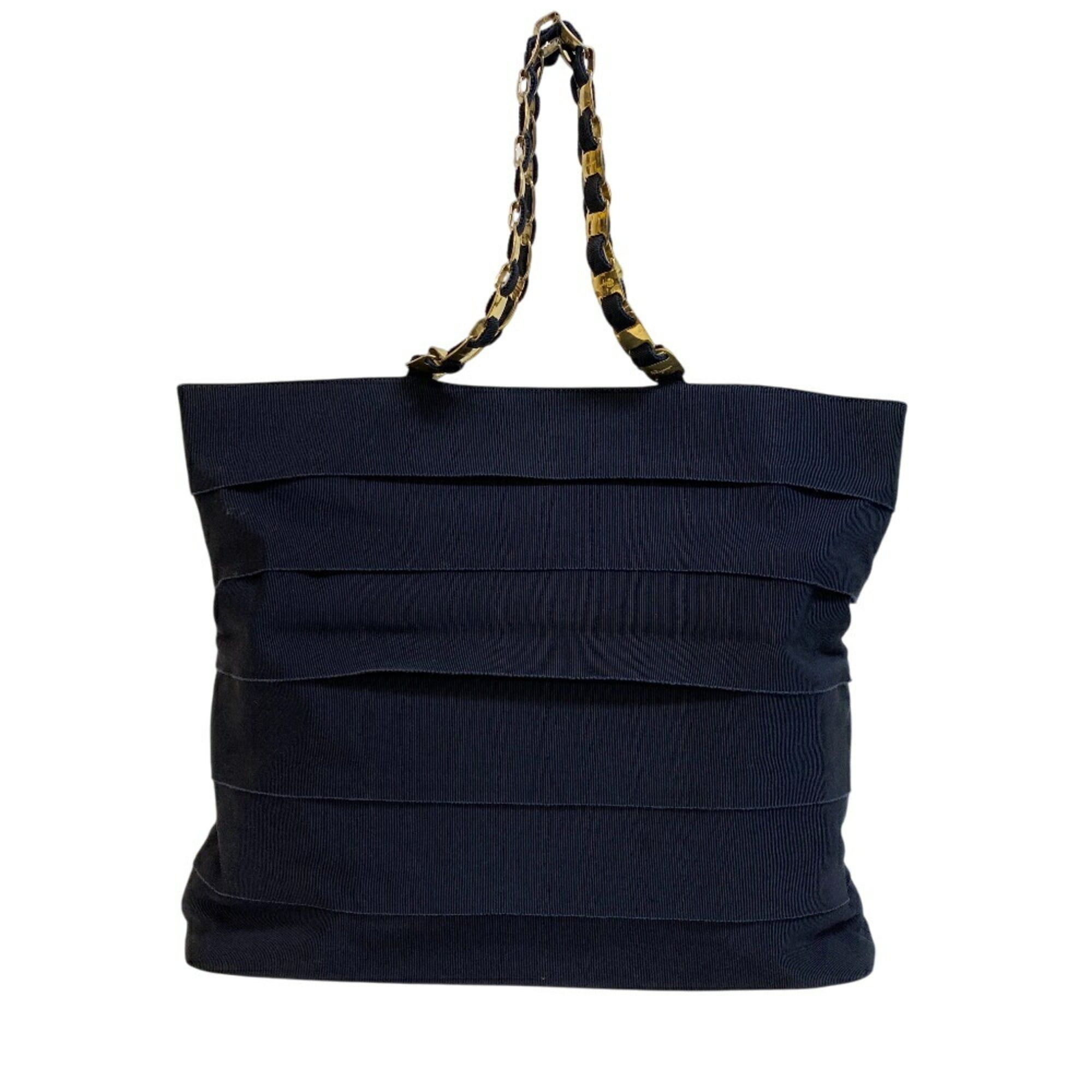 Salvatore Ferragamo Chain Vara Ribbon Tote Bag Navy Women's