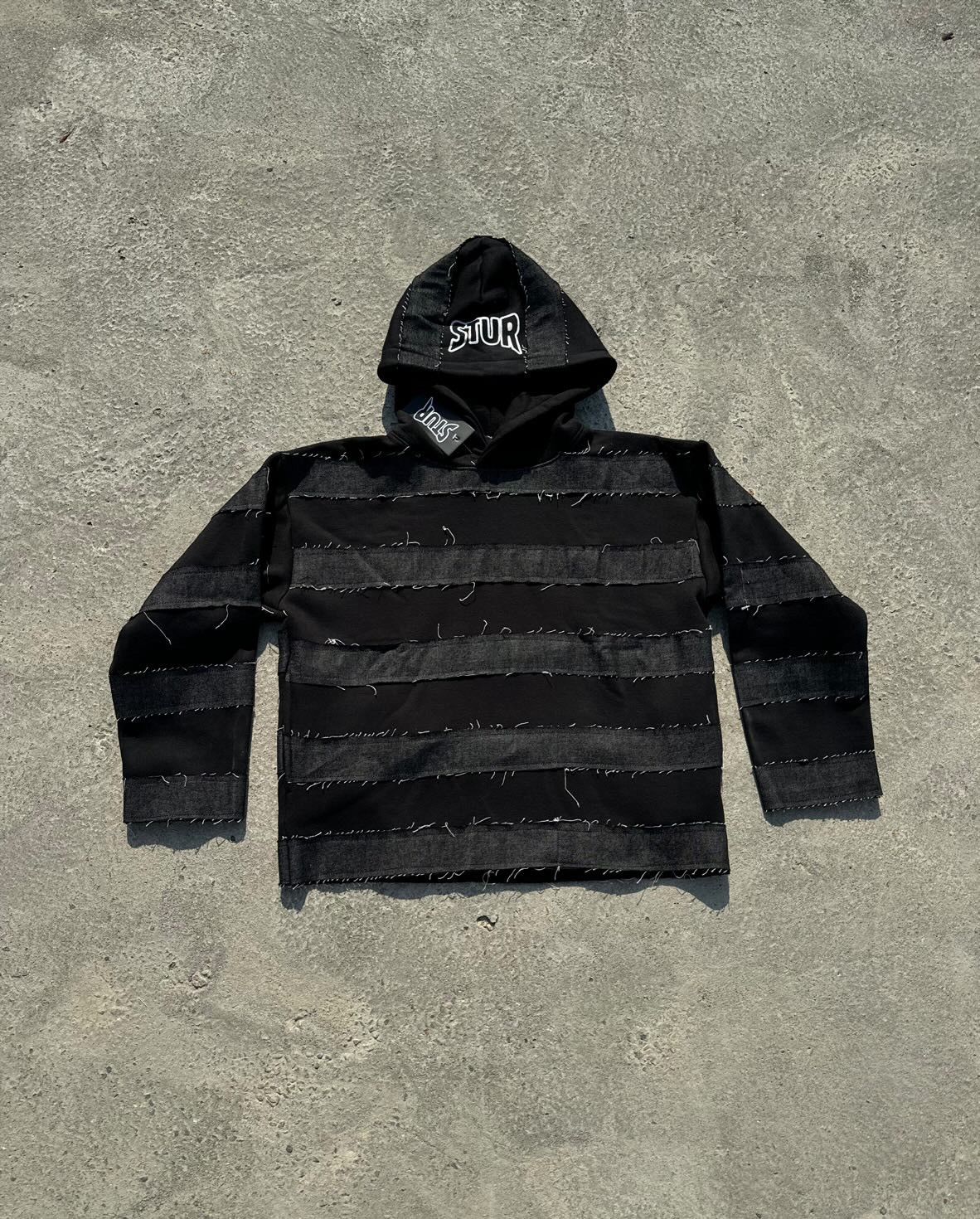 Denim Distressed Hoodie