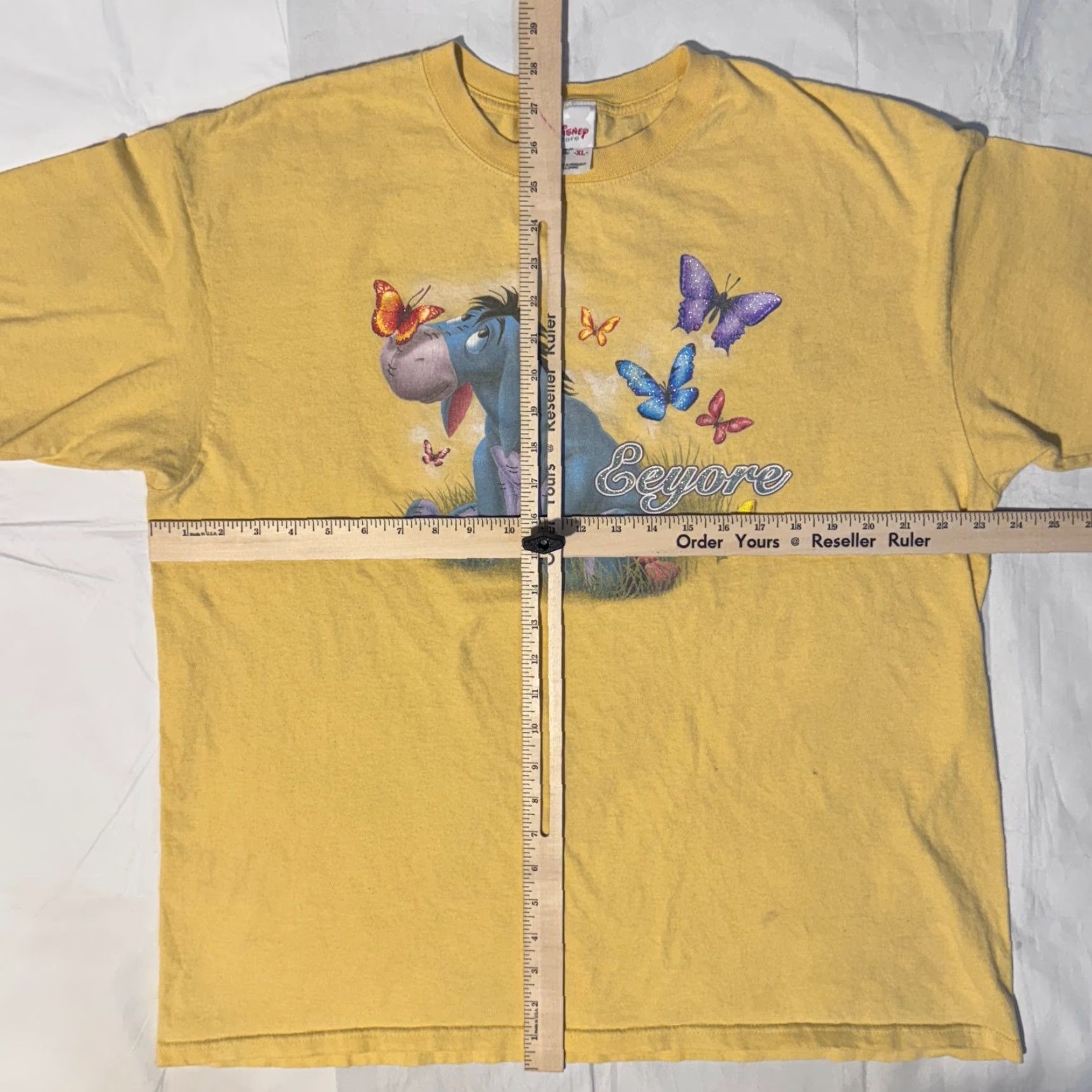 Disney VINTAGE Disney T-Shirt Women XL Yellow Butterfly Glitter Winnie The Pooh Eeyore Logo Graphic Casual Short Sleeve Crew Neck Cotton Jersey Regular Fit Size XL / US 12-14 / IT 48-50 - 6 Thumbnail