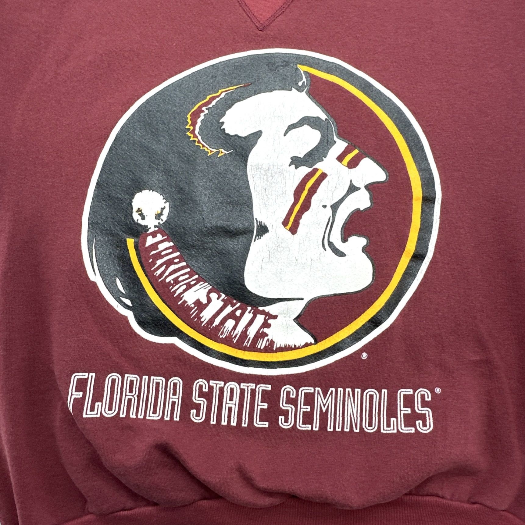 Vintage VINTAGE Florida State University Seminoles Sweatshirt Large USA 90s Wolf Pullover Men Red Logo Raglan Sleeve 50/50 Cotton Polyester Crew Neck Football Size US L / EU 52-54 / 3 - 2 Thumbnail