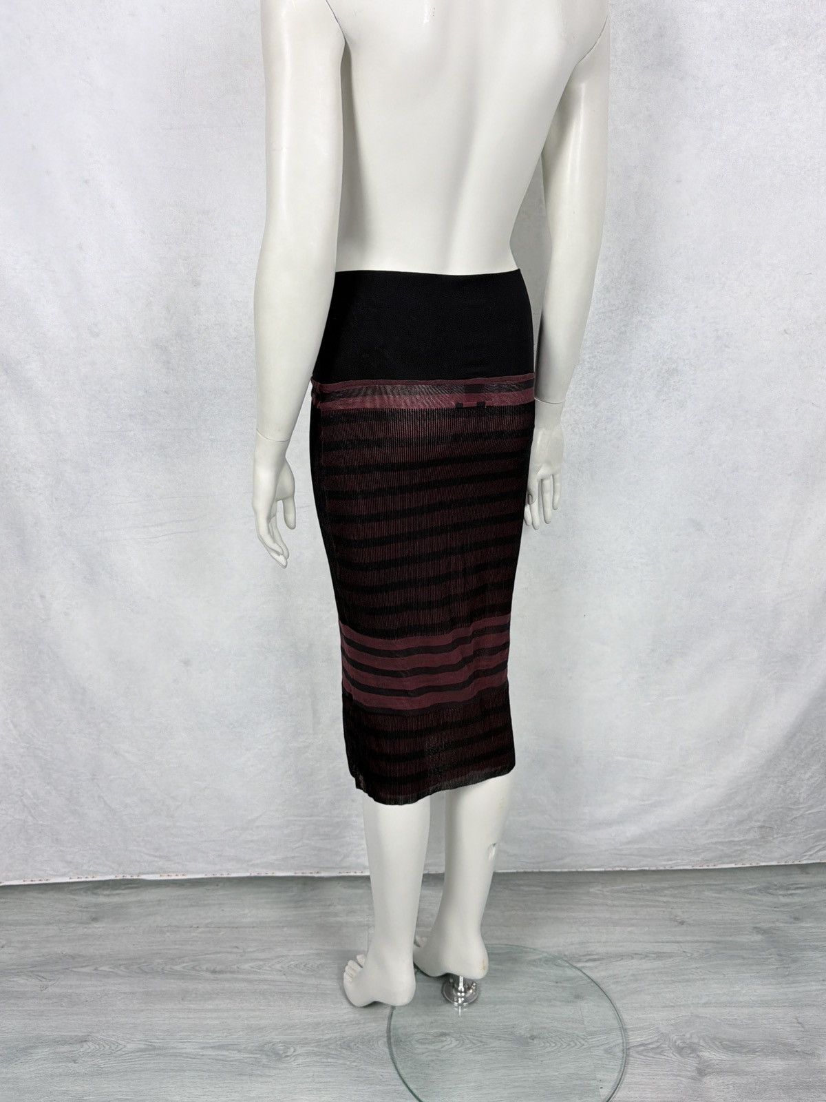 Jean Paul Gaultier Jean Paul Gaultier 2000’s Mesh Velvet Striped Maxi Skirt Size 27" / US 4 / IT 40 - 6 Thumbnail