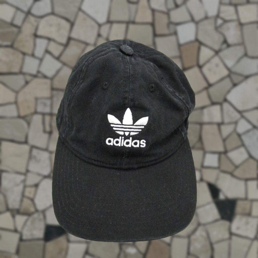 Adidas Adidas Hat Strap Back Black Dad Cap White Trefoil Spellout Outdoor Golf Athletic Baseball Cap Mens Adjustable Black Trefoil Outdoor Sports Size ONE SIZE - 1 Thumbnail