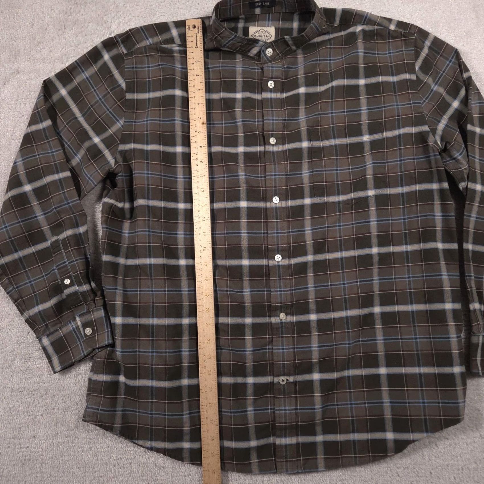 Vintage St. Johns Bay Shirt Mens XL Brown Plaid Button Front Long Sleeve Easy Care Casual Size US XL / EU 56 / 4 - 7 Thumbnail