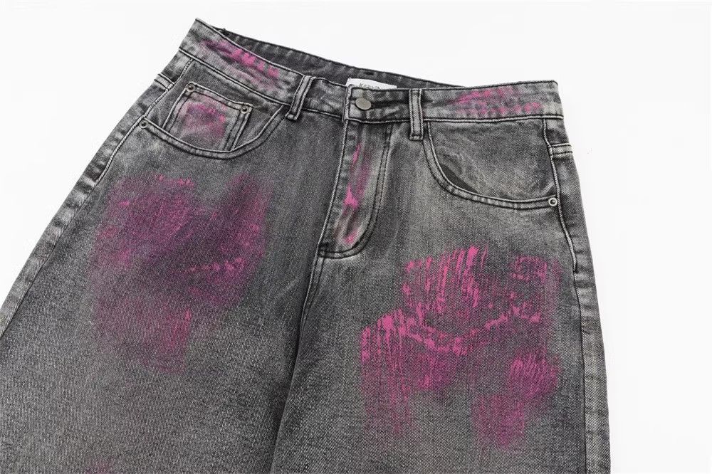Japanese Brand × Jean High street trend washed distressed tie-dyed casual jeans Size US 32 / EU 48 - 3 Thumbnail
