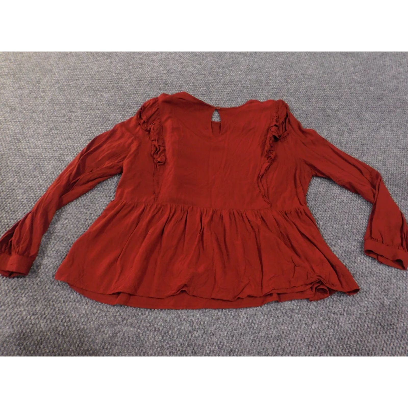Loft Loft Blouse Shirt Women's Large Orange Knit Rayon Bell Sleeve Collared Pullover Casual Modern 90s-Style? (Note: This item is not vintage) Size L / US 10 / IT 46 - 7 Thumbnail
