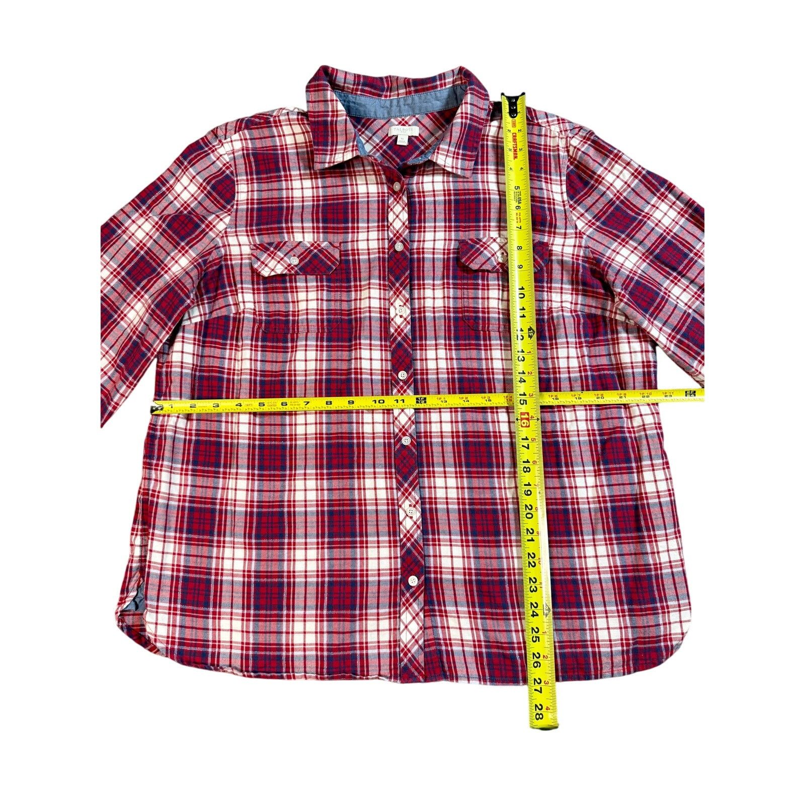 Other Talbots Classic Cotton Button Down Shirt - Shimmer Plaid Size XL / US 12-14 / IT 48-50 - 4 Thumbnail