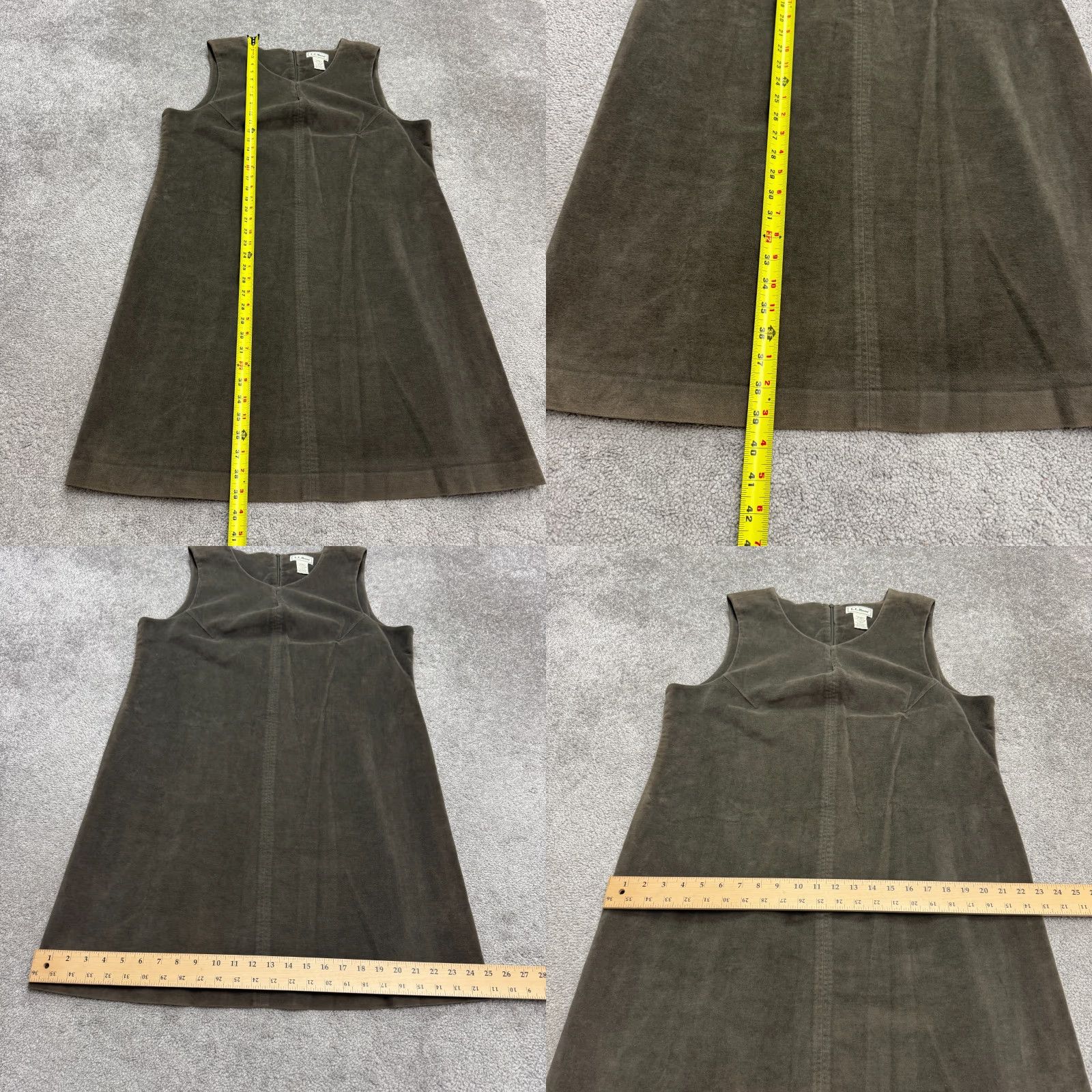 Vintage L.L. Bean Sleeveless Shift Dress Jumper Womens S Green Cotton V-Neck Knee Length Size S / US 4 / IT 40 - 8 Thumbnail