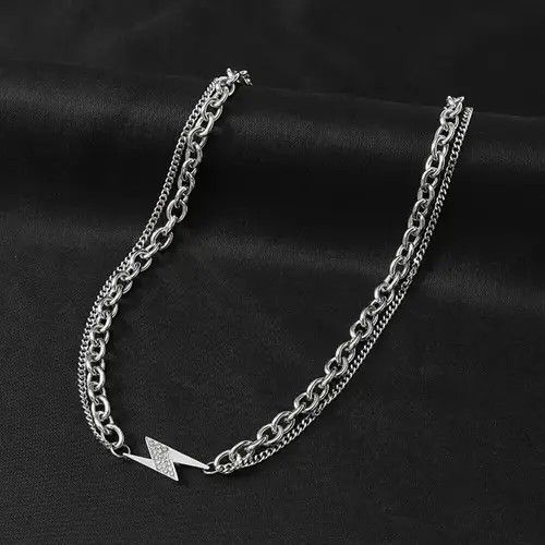 Other Bolt Chrome Chain Silver Goth God Vibe Necklace Size ONE SIZE - 1 Thumbnail