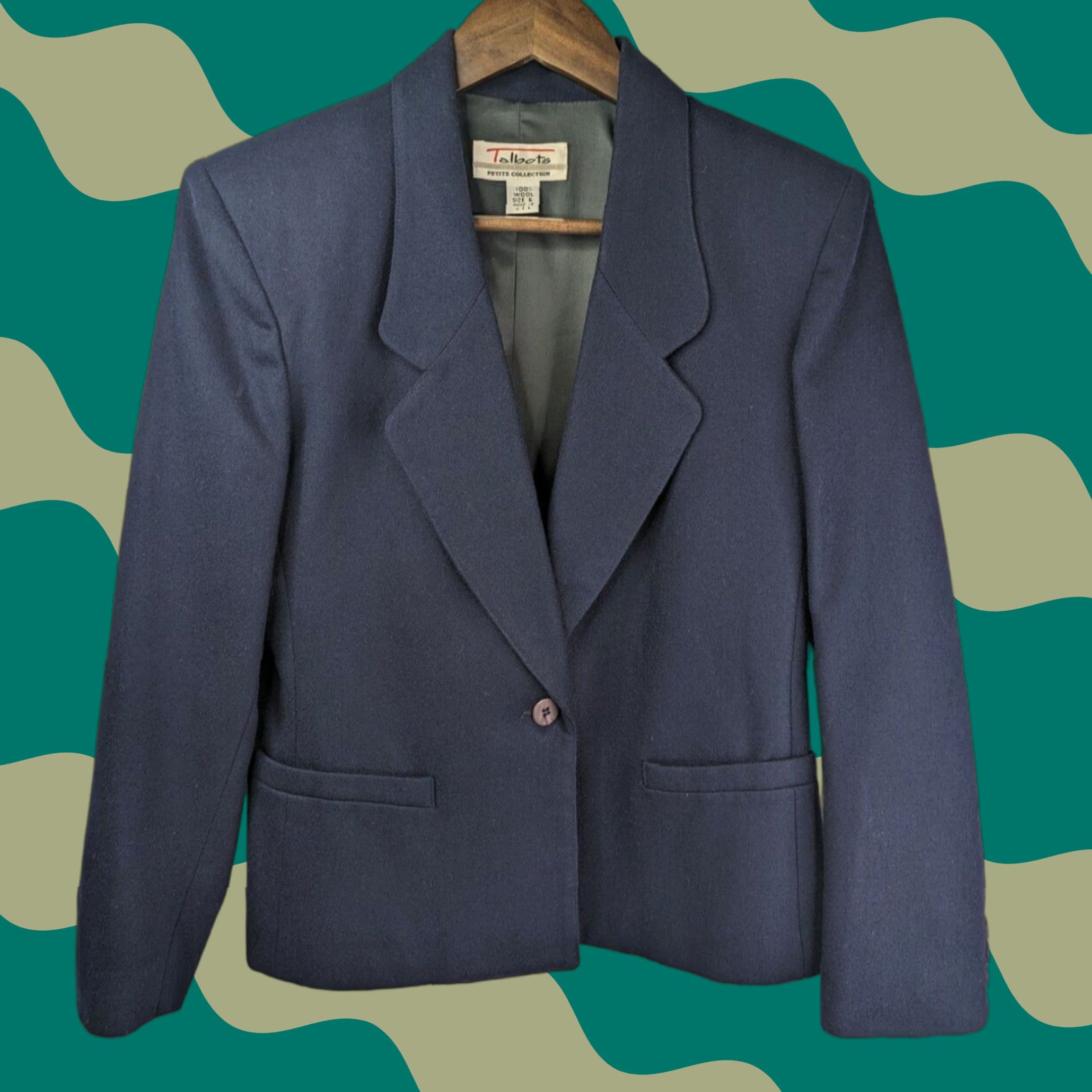 Talbots VINTAGE Talbots Blazer Jacket Women's 6 Navy Solid One-Button Capsule Coat Wool Blend Long Sleeve Button Blazer Women Fashion Casual Workwear 90s? Size M / US 6-8 / IT 42-44 - 1 Thumbnail
