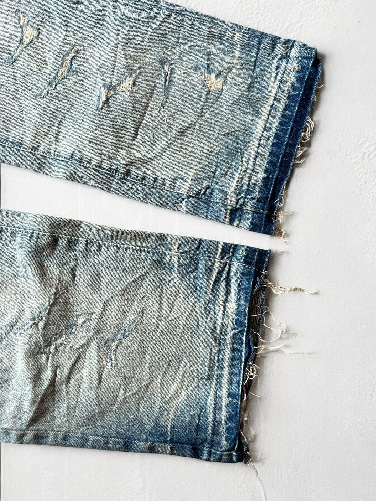 Designer × Japanese Brand UNKNOWN DESIGNER RIPPED DENIM JEANS DISTRESSED PAINTED Size US 34 / EU 50 - 5 Thumbnail