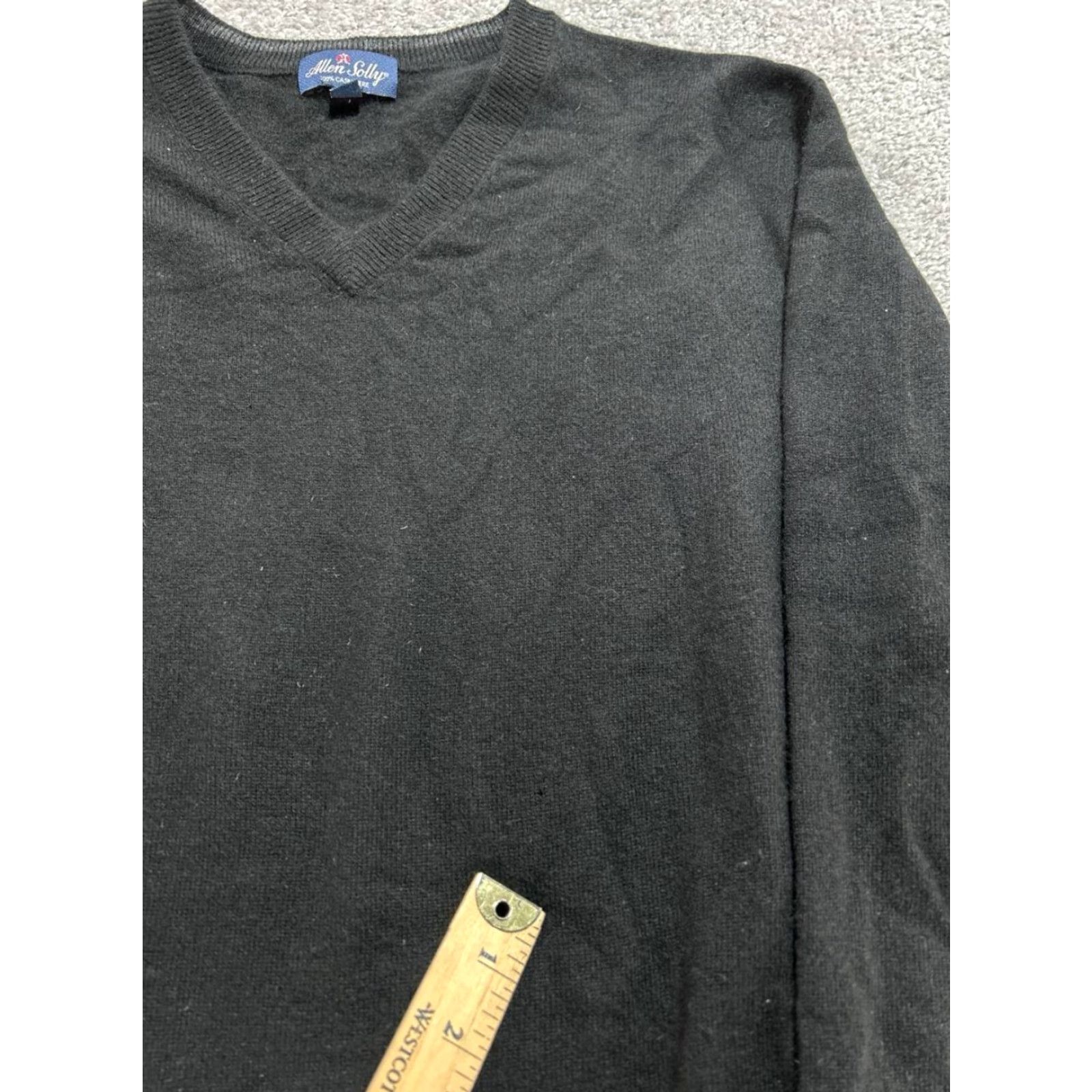 Vintage Allen Solly Sweater Mens XL Black Cashmere Tight Knit V Neck Casual Pullover Knit Regular Long Sleeve Ribbed Trim Pattern: Solid Modern Classic Mens Size US XL / EU 56 / 4 - 5 Thumbnail