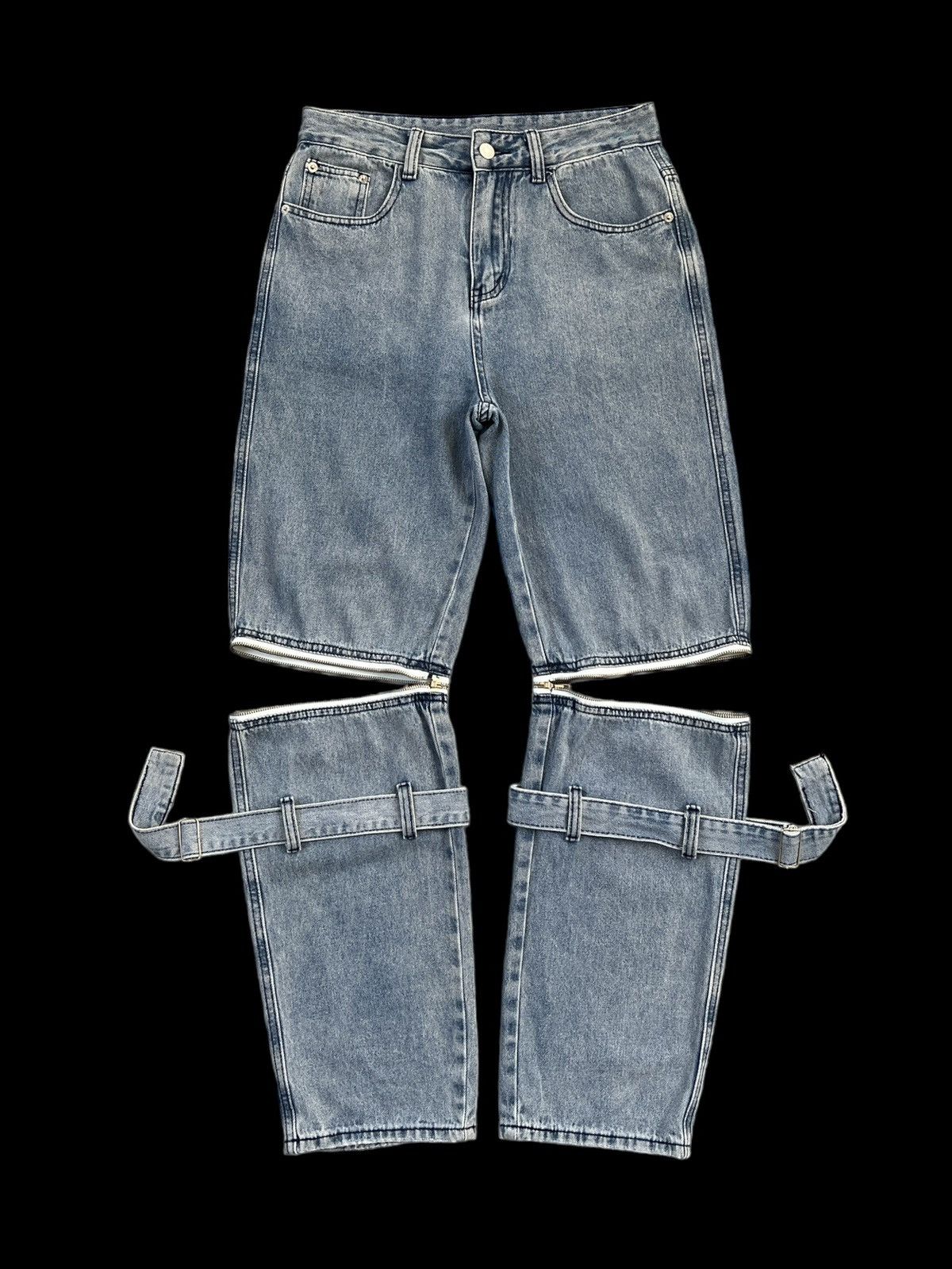 Japanese Brand × Seditionaries Volcan & Aphrodite 🇯🇵 Washed Denim Bondage Pants Size US 30 / EU 46 - 1 Thumbnail