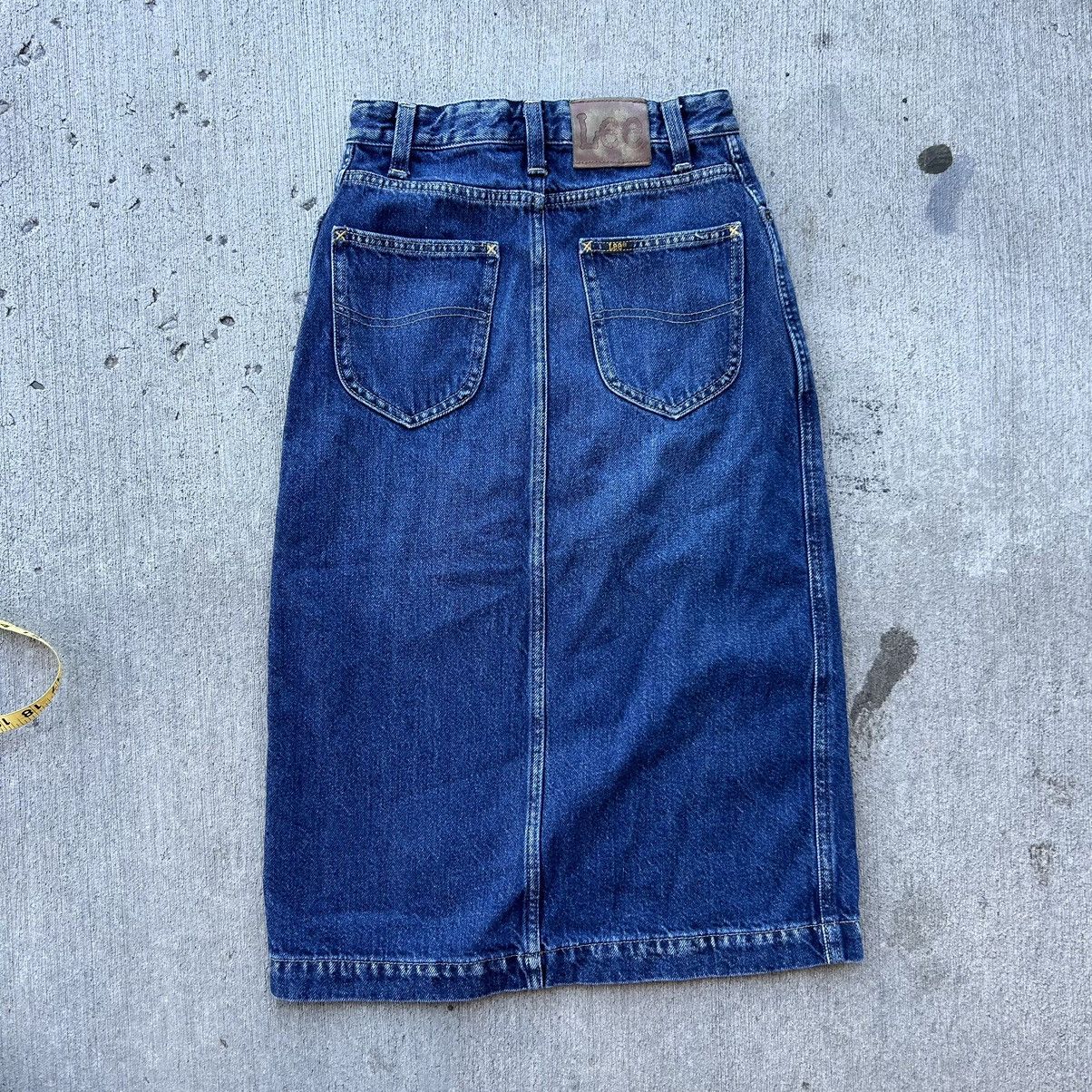Lee × Vintage Denim Button Down Vtg Lee Midi Skirt Size 25" / US 0 / IT 36 - 6 Thumbnail