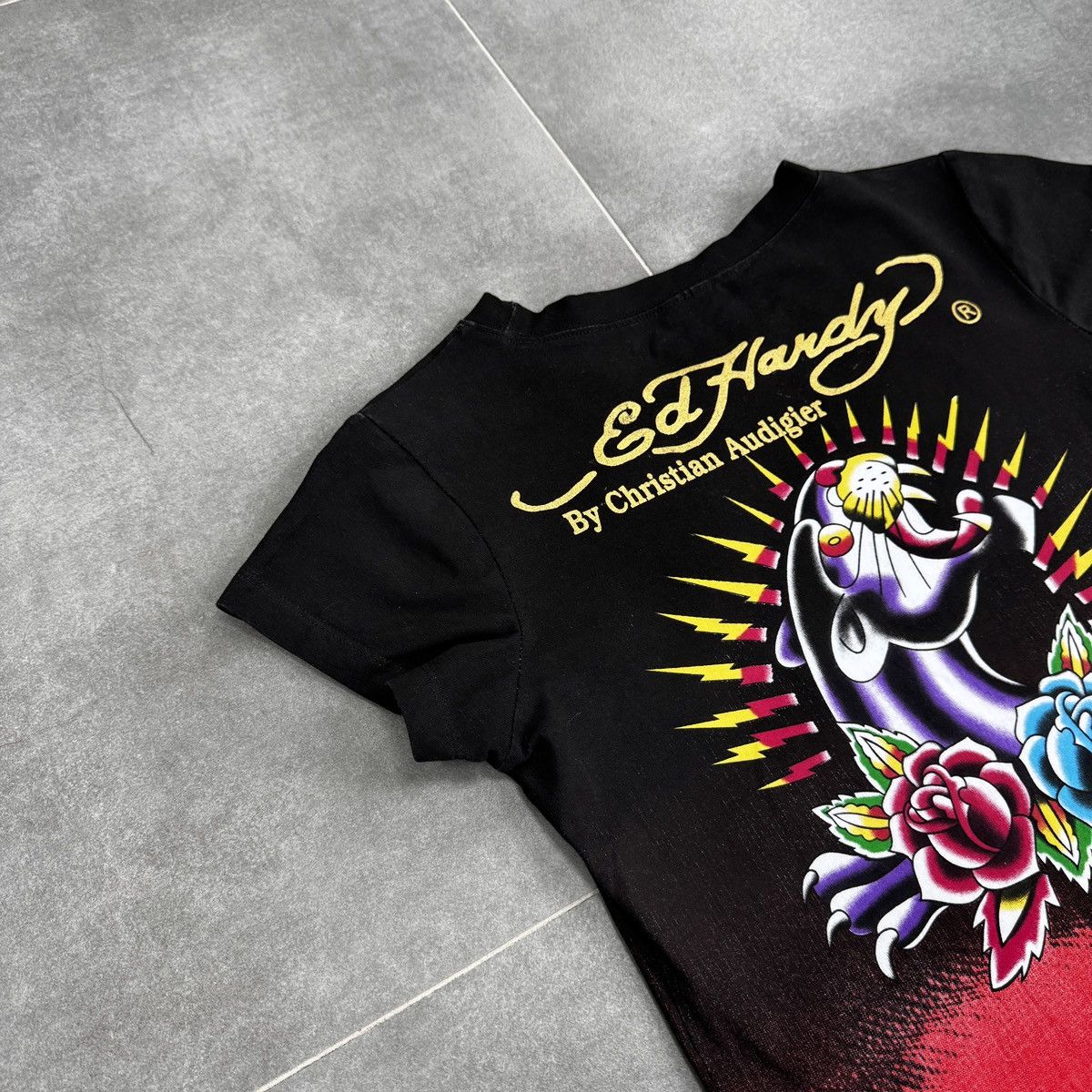 Ed Hardy Ed Hardy By Christian Audigier Tattoo Skulls Roses T-Shirt Size L / US 10 / IT 46 - 13 Thumbnail