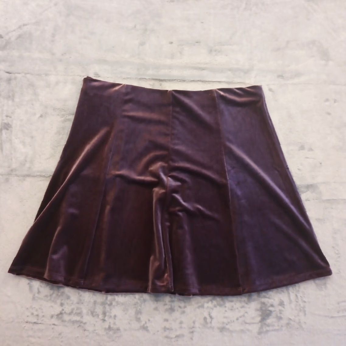 Gap Gap Skirt A-Line Women Short Purple Velour L Elastic Waist ZIP 2000s? Size 36" / US 14 / IT 50 - 6 Thumbnail