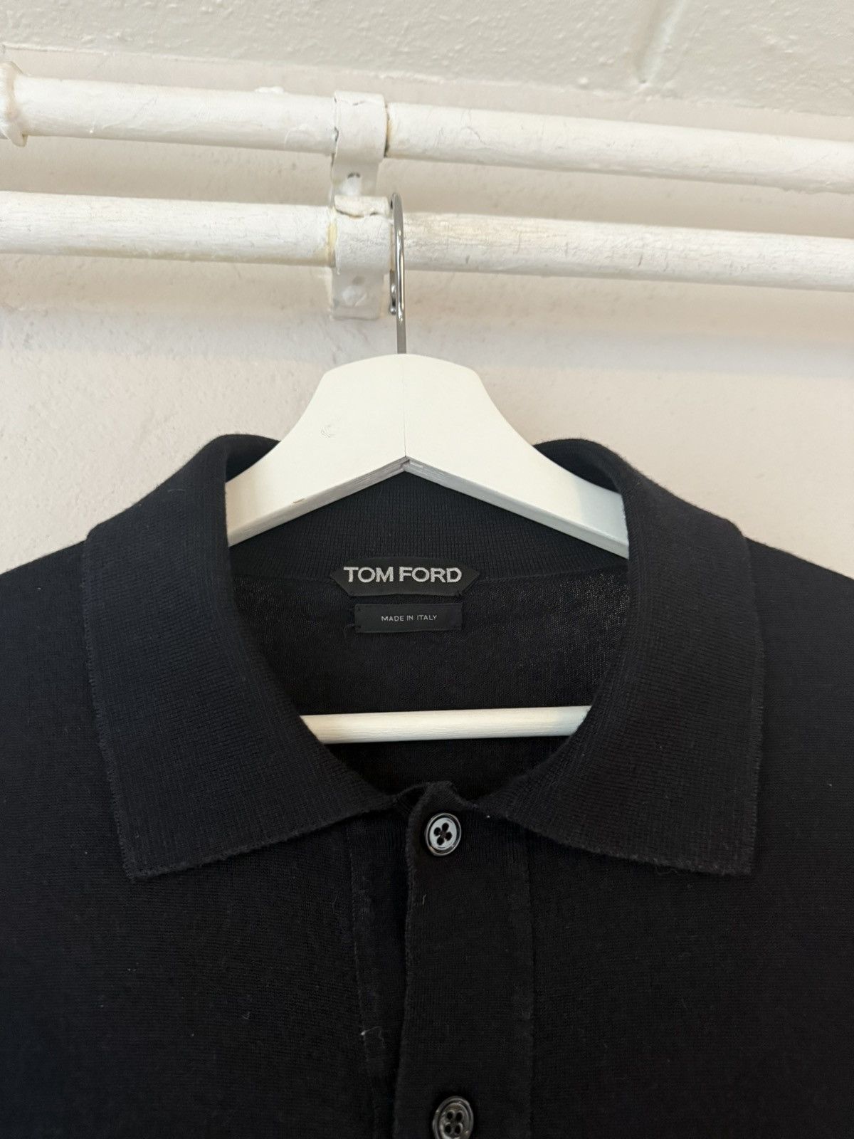Tom Ford Tom Ford Black Long Sleeve Knit Polo Shirt Size US M / EU 48-50 / 2 - 2 Thumbnail