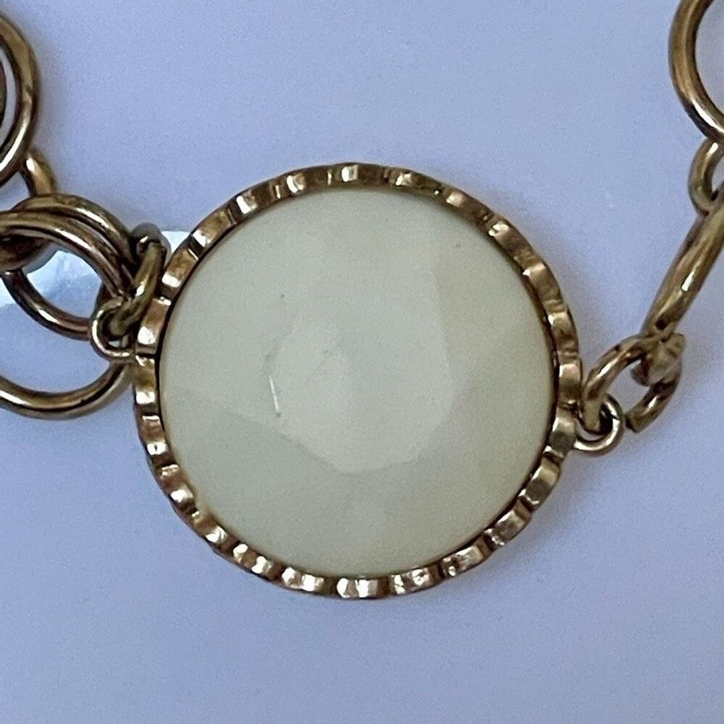 J.Crew J. Crew Cream Medallion Wide Link Gold Toned Necklace Womens Size ONE SIZE - 3 Thumbnail