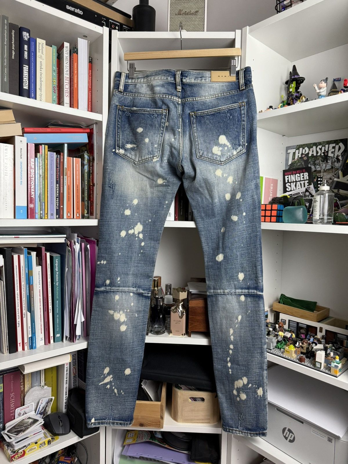 Designer × MNML Mnml splash distressed denim 31 drill designer streetwear Size US 31 - 2 Thumbnail