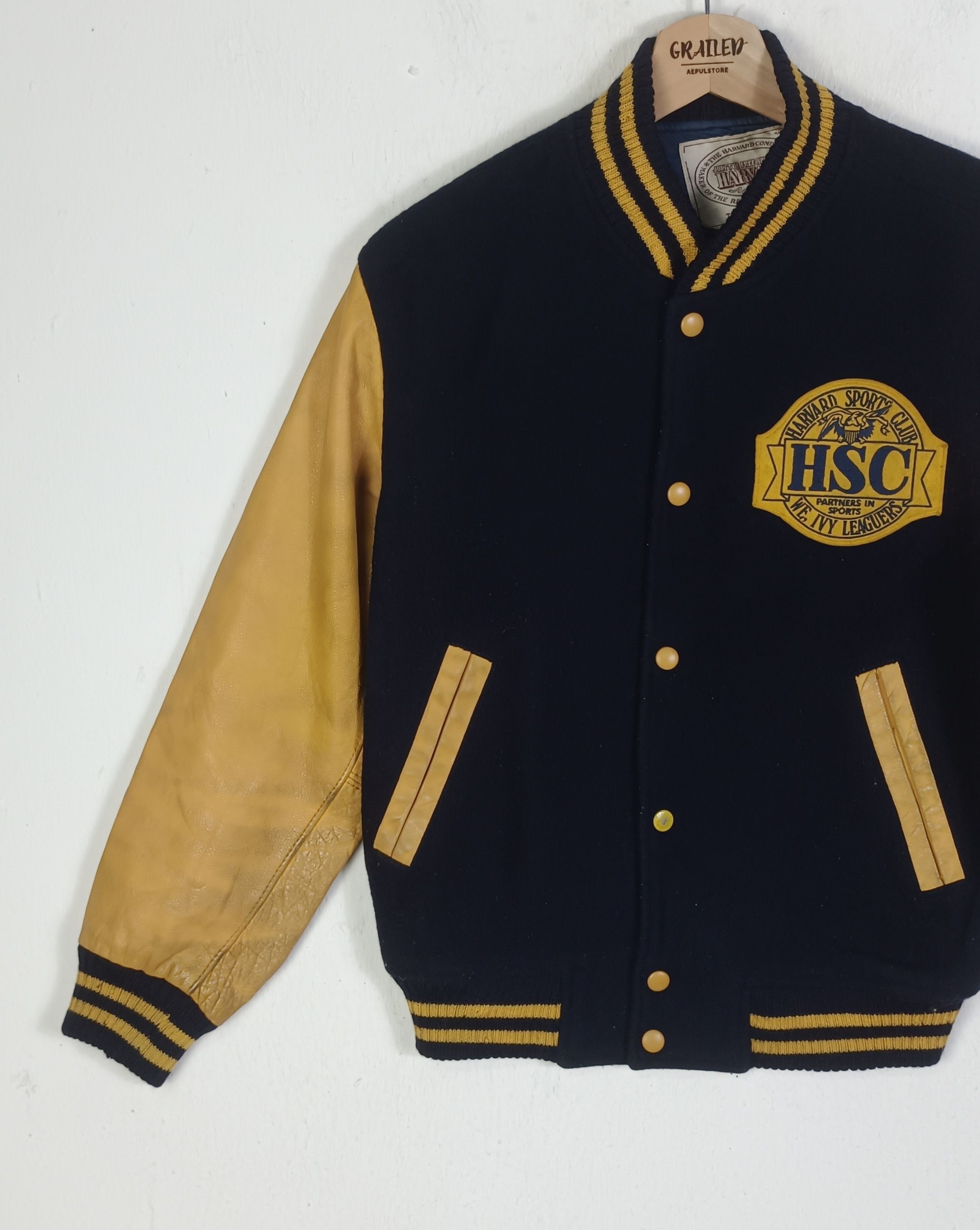Japanese Brand Vintage Havard Sport Club Varsity Leather Wool Jacket Size US M / EU 48-50 / 2 - 3 Thumbnail