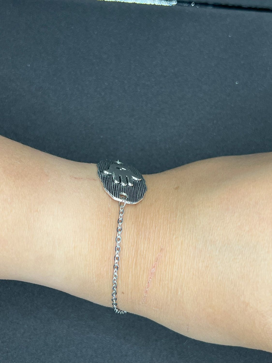 Handmade Hamsa Hand Tag stainless steel chain bracelet Size ONE SIZE - 4 Thumbnail