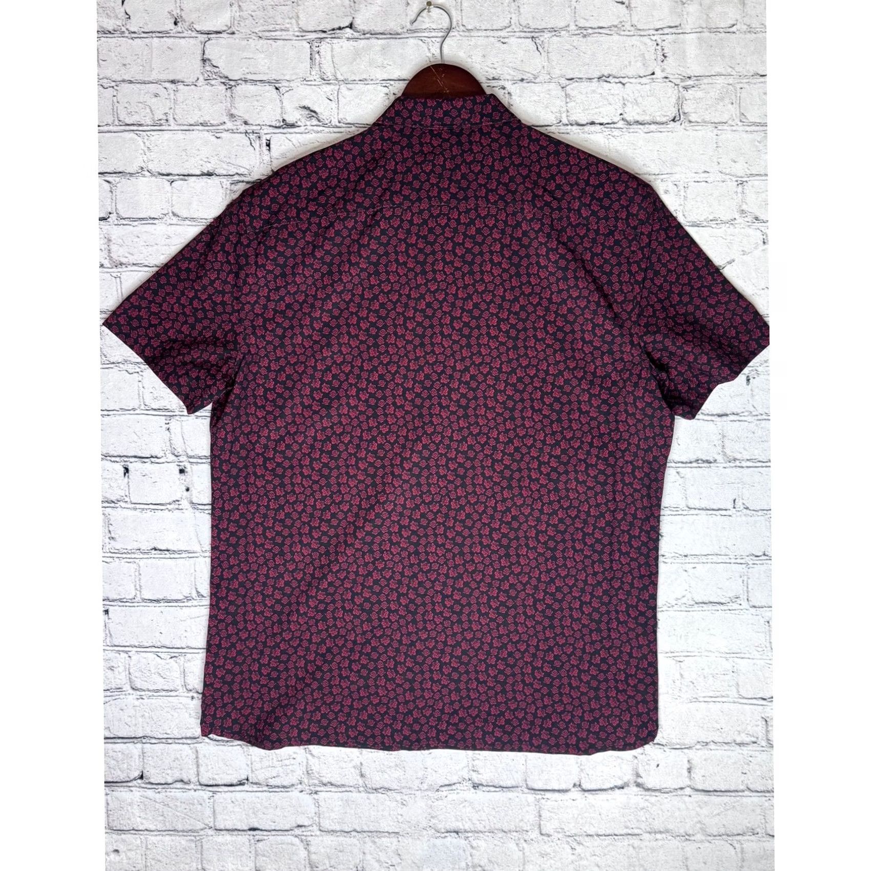 Perry Ellis Perry Ellis Shirt Men Rose Floral Button-Down Short Sleeve Slim Fit Stretch Size US L / EU 52-54 / 3 - 5 Thumbnail