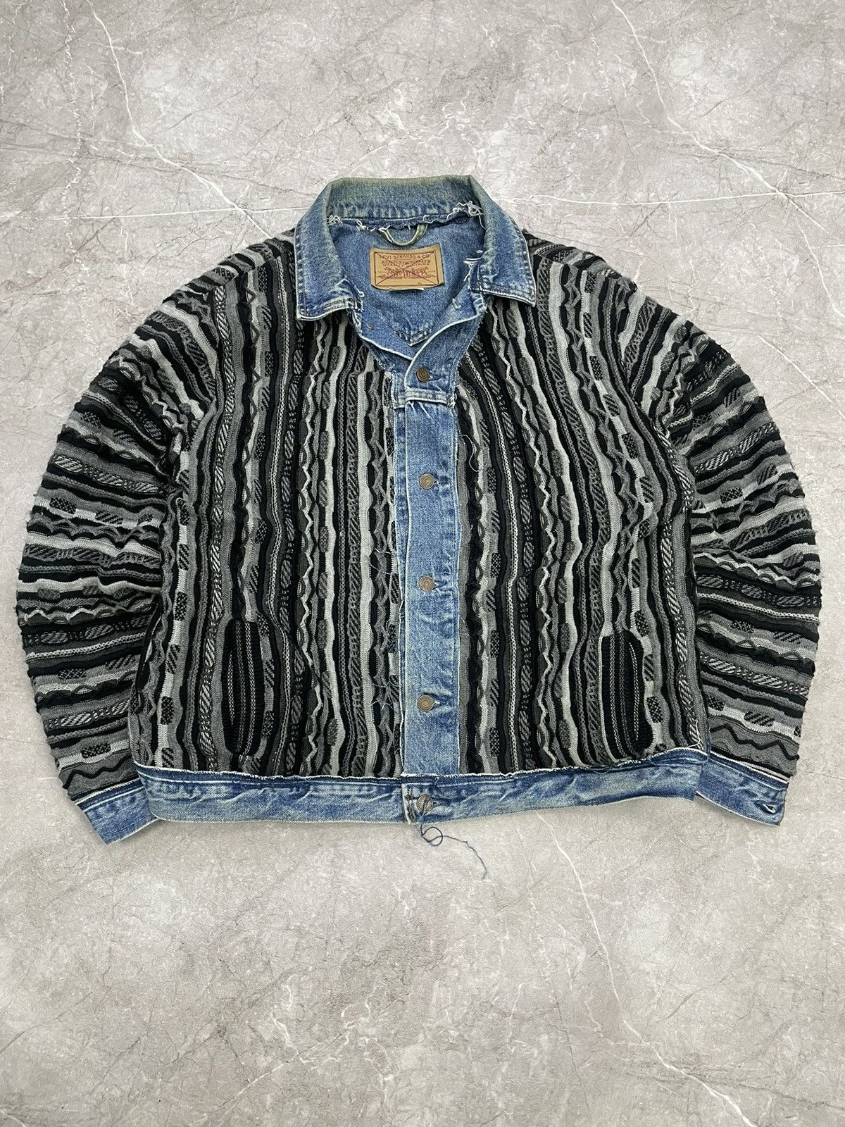 Coogi × Levi's REWORKED REVERSIBLE COOGI SWEATER X LEVIS JACKET Size US L / EU 52-54 / 3 - 7 Thumbnail
