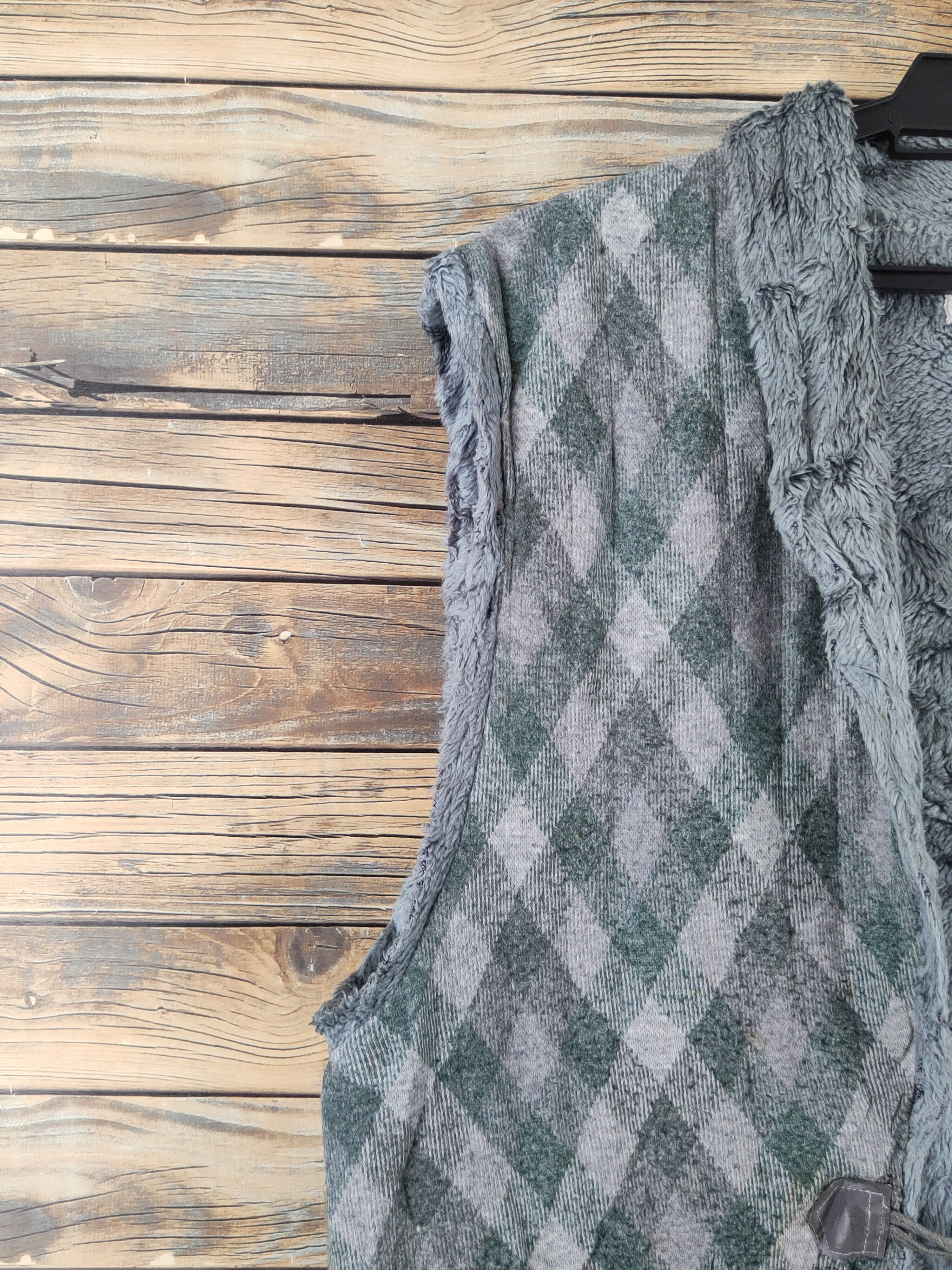 Japanese Brand × Vintage Vintage 💥 Kirakumono Gray Green Furr Vests Size US L / EU 52-54 / 3 - 5 Thumbnail
