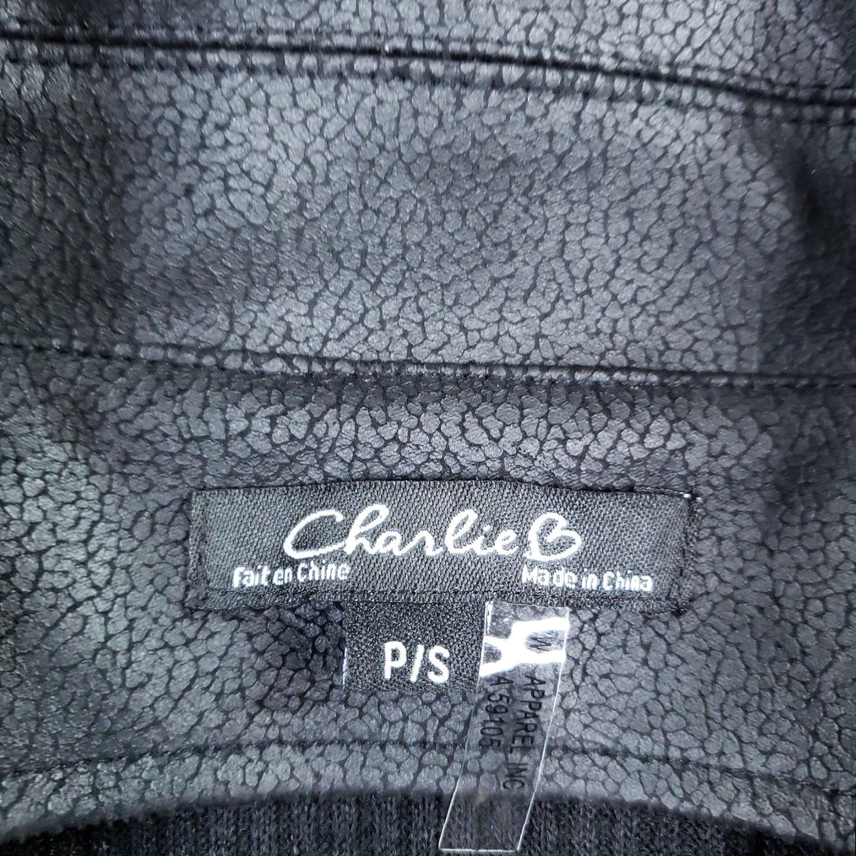 Vintage Charlie B Jacket Womens Small Black Faux Leather Moto Faux Zip C6273-704B Size S / US 4 / IT 40 - 5 Thumbnail