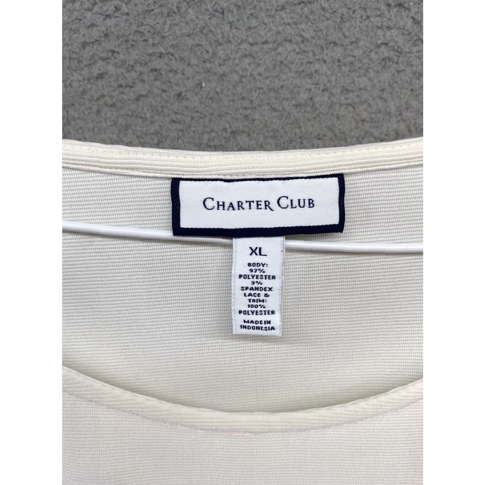 Charter Club Charter Club Blouse Lace Ivory Urban Jungle XL Short Sleeve Round Neck Career Women Regular Size Size XL / US 12-14 / IT 48-50 - 4 Thumbnail