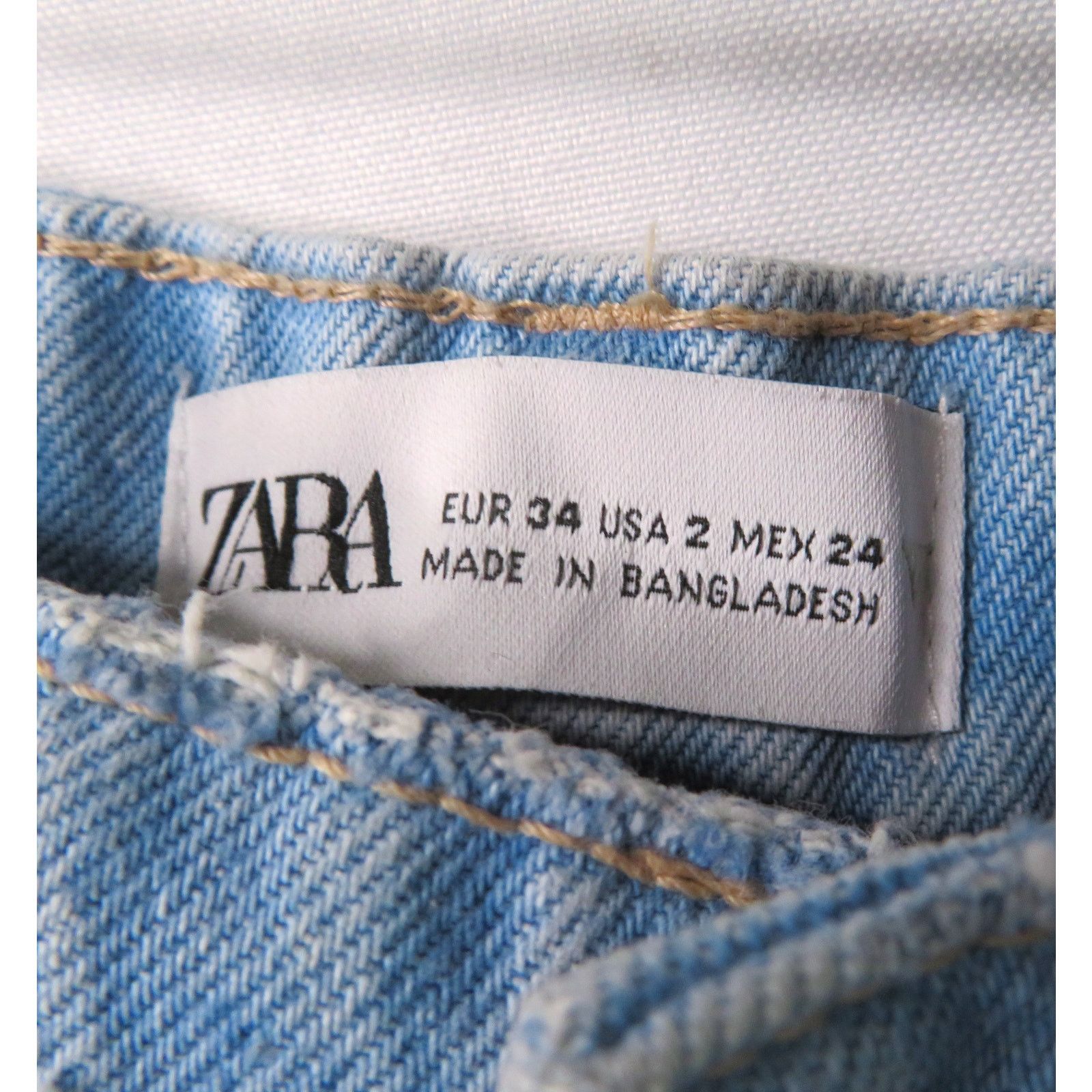 Zara New ZARA Blue Denim Mid-Rise Straight Leg Distressed Jeans Size 26" / US 2 / IT 38 - 10 Thumbnail