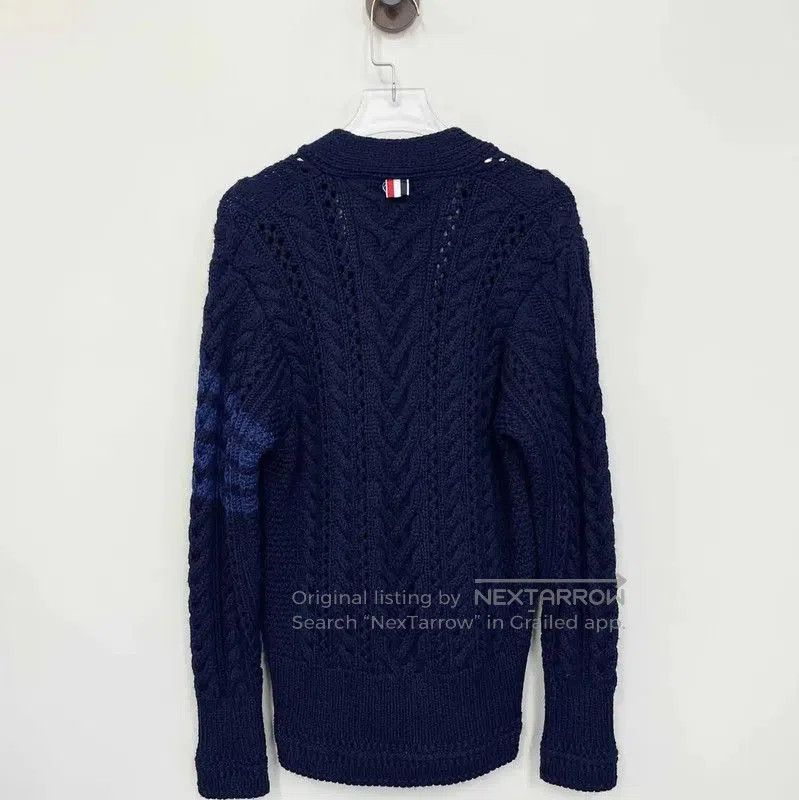 Thom Browne Thom Browne Navy Cable Knit Cardigan for Women 0089. Size M / US 6-8 / IT 42-44 - 2 Thumbnail