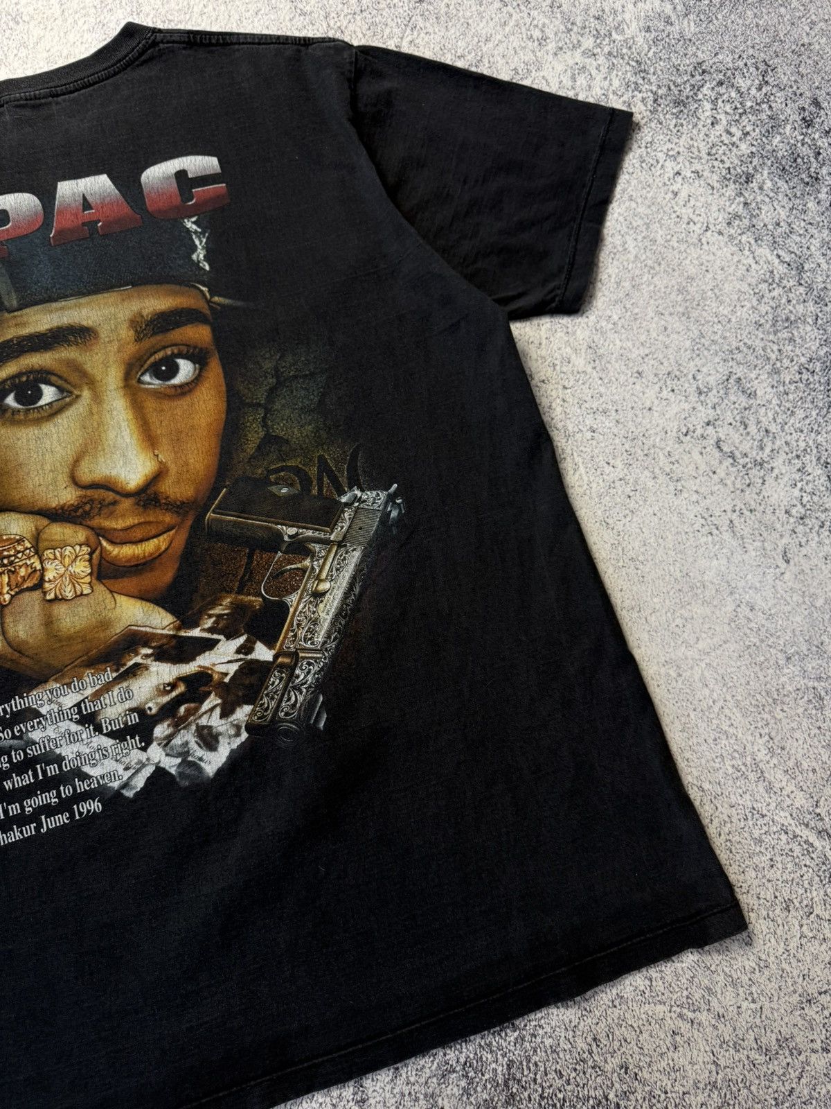 Vintage Vintage 2Pac Rap Tee Rock Tees 1996 Grail Very Rare Tee L Size US L / EU 52-54 / 3 - 24 Thumbnail