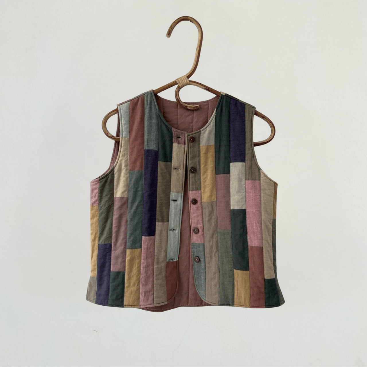 Handmade Vintage Inspired Organic Patchwork Vest Size L / US 10 / IT 46 - 1 Thumbnail