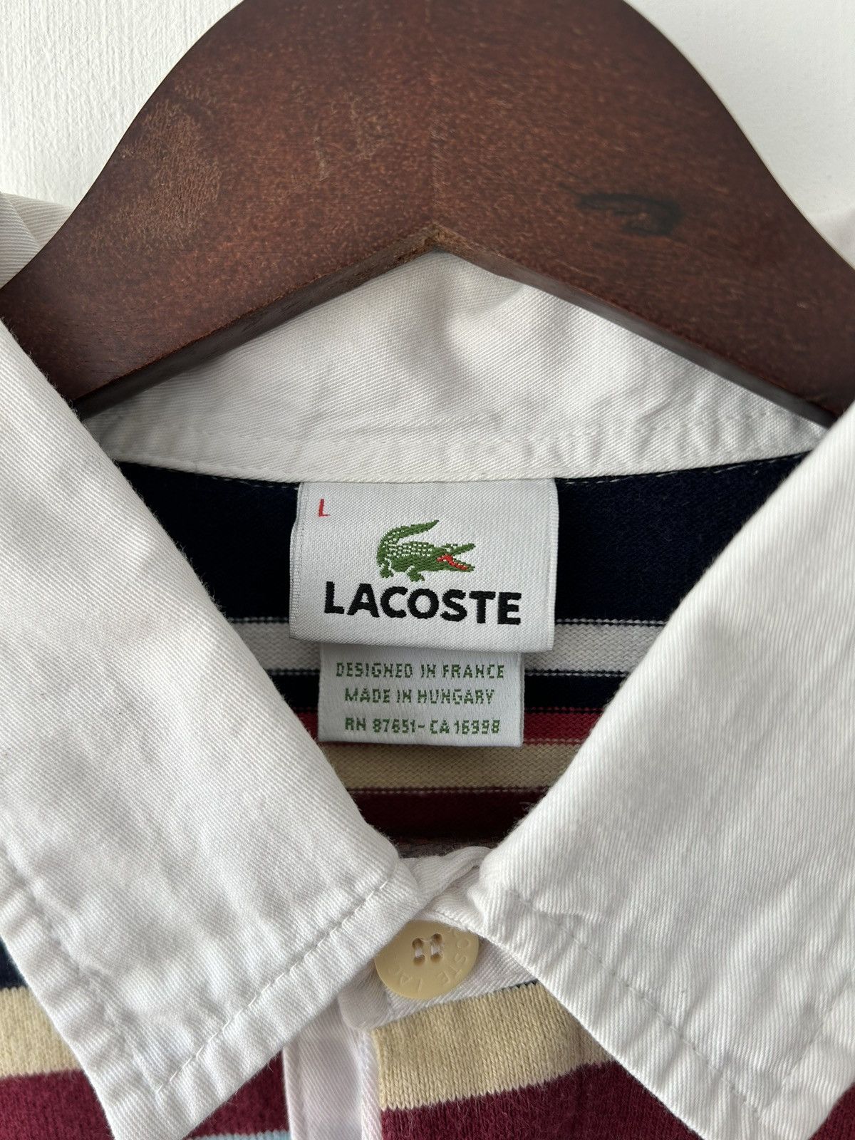 Lacoste Vintage Lacoste Long Sleeve Rugby Striped Polo Shirt Size US L / EU 52-54 / 3 - 6 Thumbnail