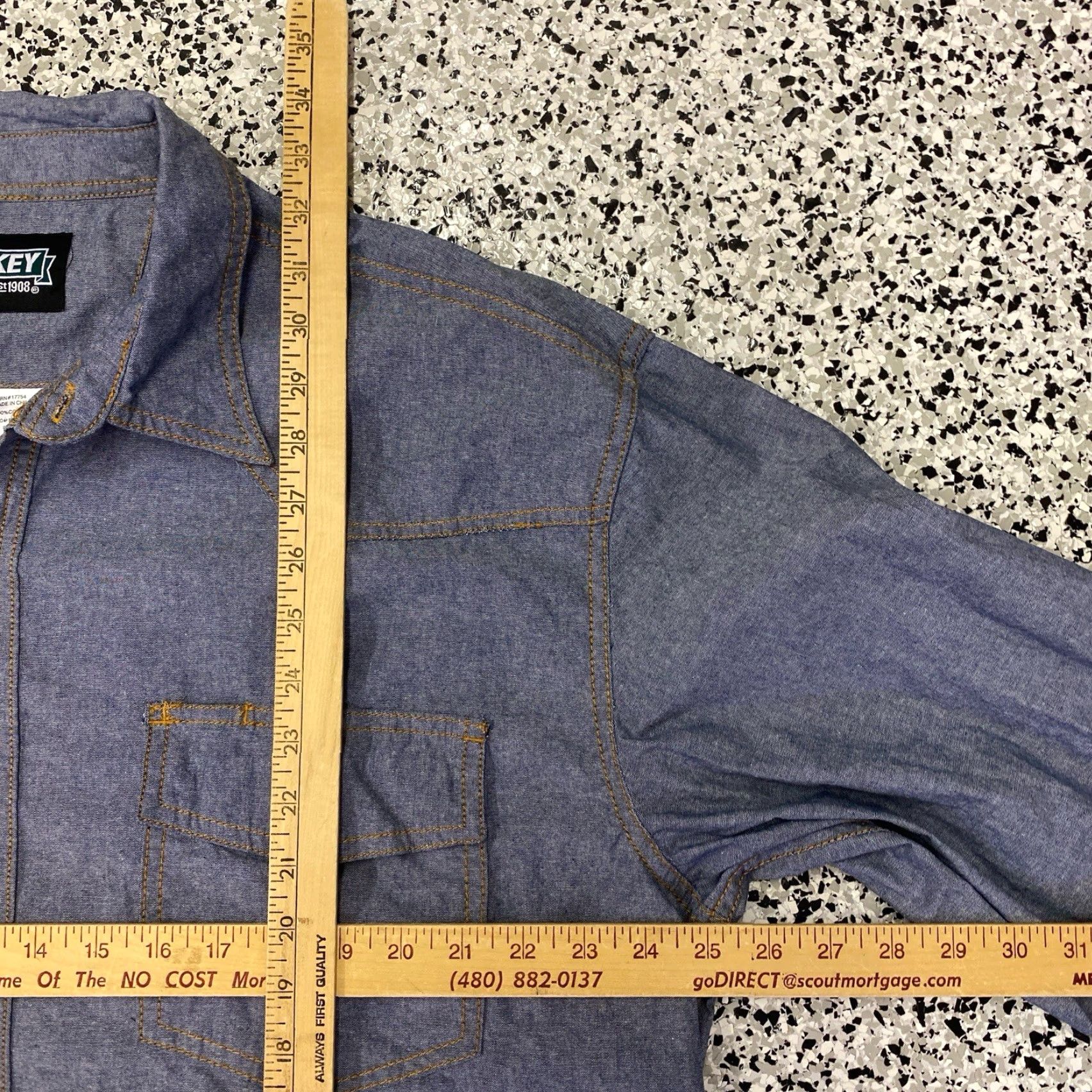 Vintage Key Shirt Western Pearl Snap Chambray Pockets SS Cotton Cowboy Size XL Blue Men Regular Adult Mens Size US XL / EU 56 / 4 - 3 Thumbnail