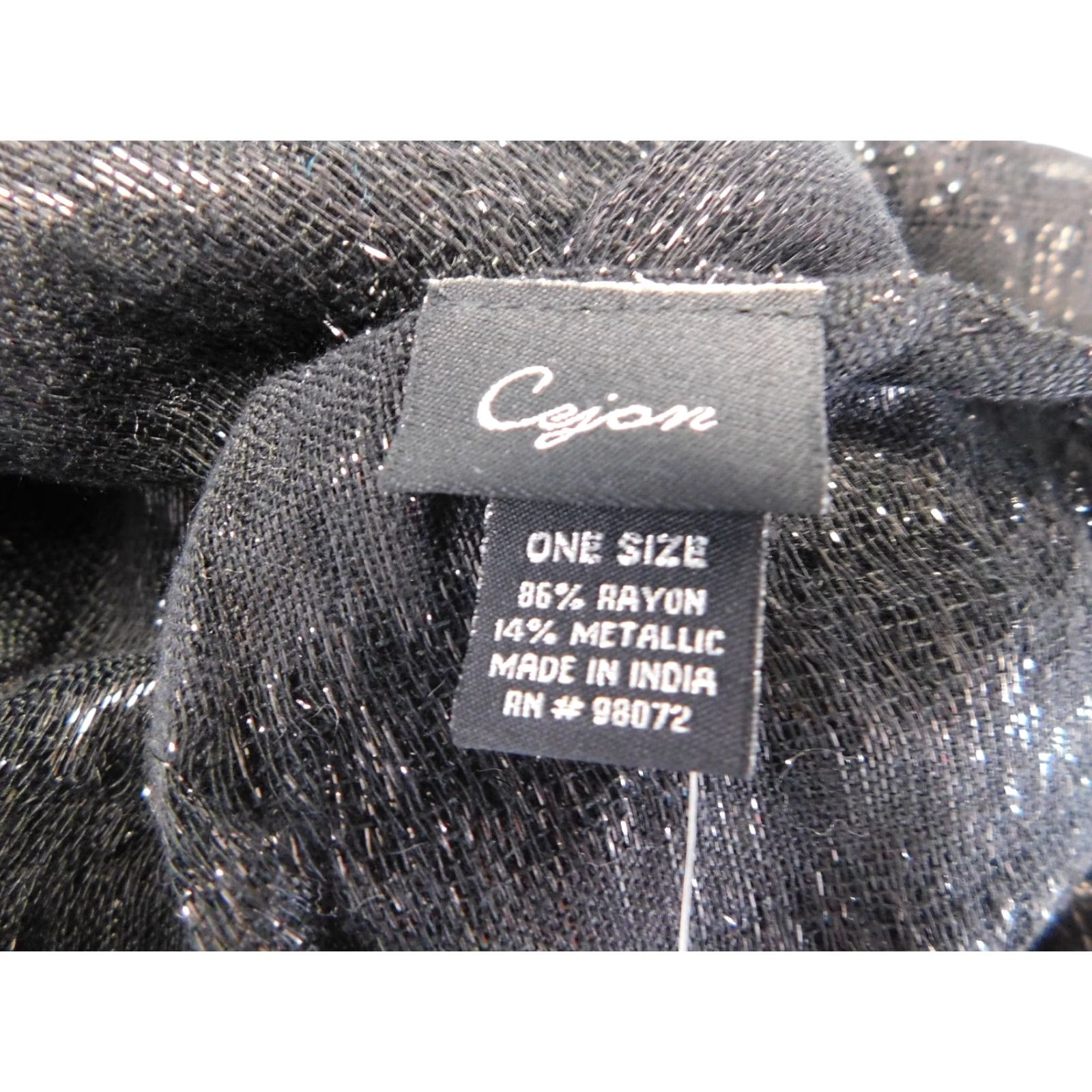 Vintage Cejon Scarf - Women - Oversize - Black-Silver - 64" X 30" Rayon Metallic Wrap Rectangle Size ONE SIZE - 4 Thumbnail