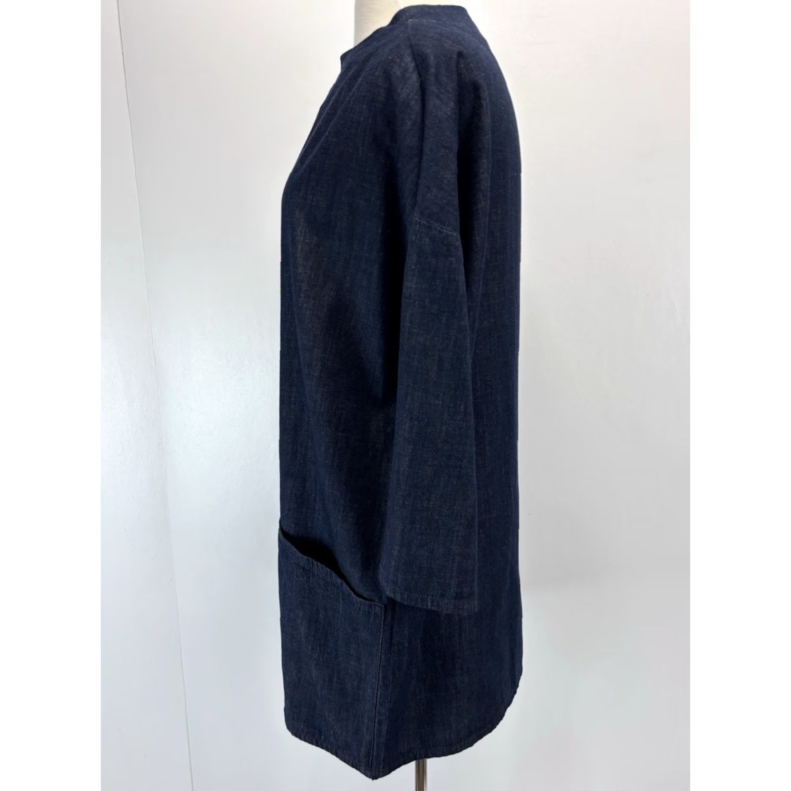 Zara VINTAGE Zara Denim Shift Dress Small Women’s Blue Pockets Funnel Neck Retro Size S / US 4 / IT 40 - 2 Thumbnail