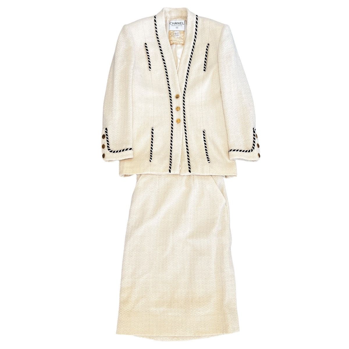 Chanel CHANEL 1986 White Tweed Jacket & Skirt Set-Up 36 Size XS / US 0-2 / IT 36-38 - 1 Thumbnail
