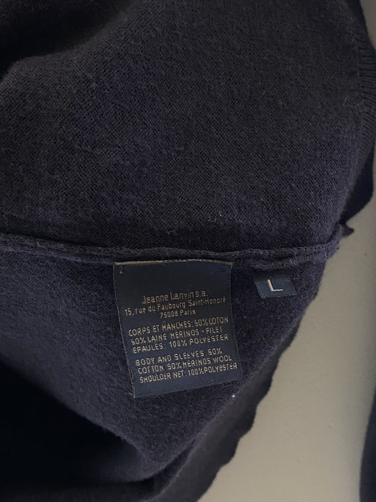 Lanvin Lanvin jumper merinos wool v-neck sweater midnight blue Size US L / EU 52-54 / 3 - 14 Thumbnail