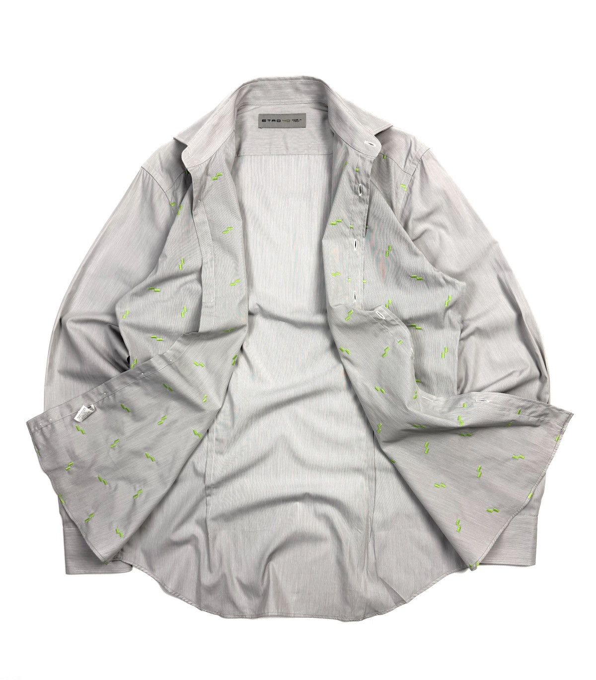 Etro Rare ETRO Luxury Cotton Button-Up Shirt Gray Italy Vintage Size US L / EU 52-54 / 3 - 3 Thumbnail