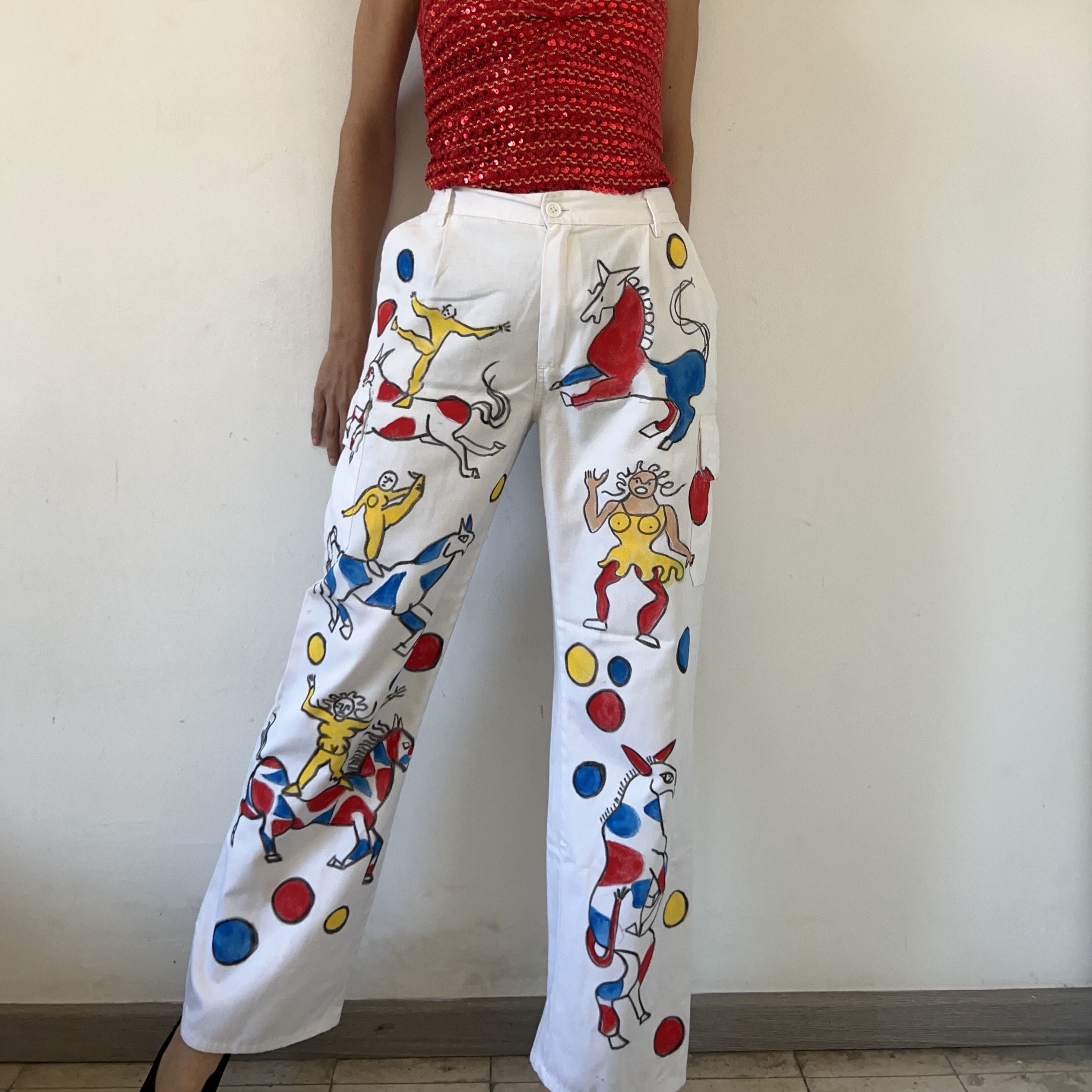 Other Custom Calder drawings circus horse cargo work pants Size 30" / US 8 / IT 44 - 1 Thumbnail