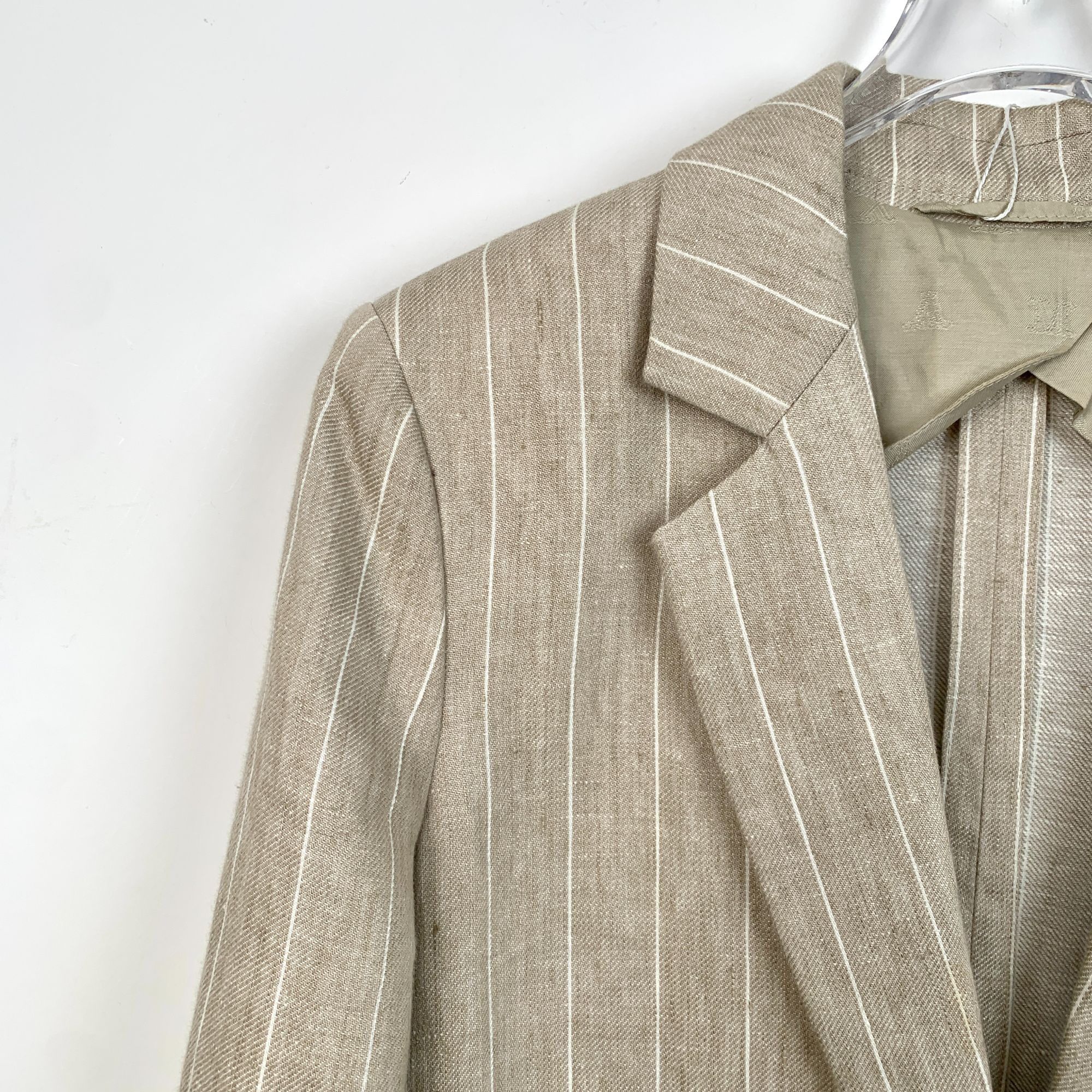 Max Mara MaxMara Beige Vertical Striped Single-Button Suit Jacket XS Size XS / US 0-2 / IT 36-38 - 6 Thumbnail