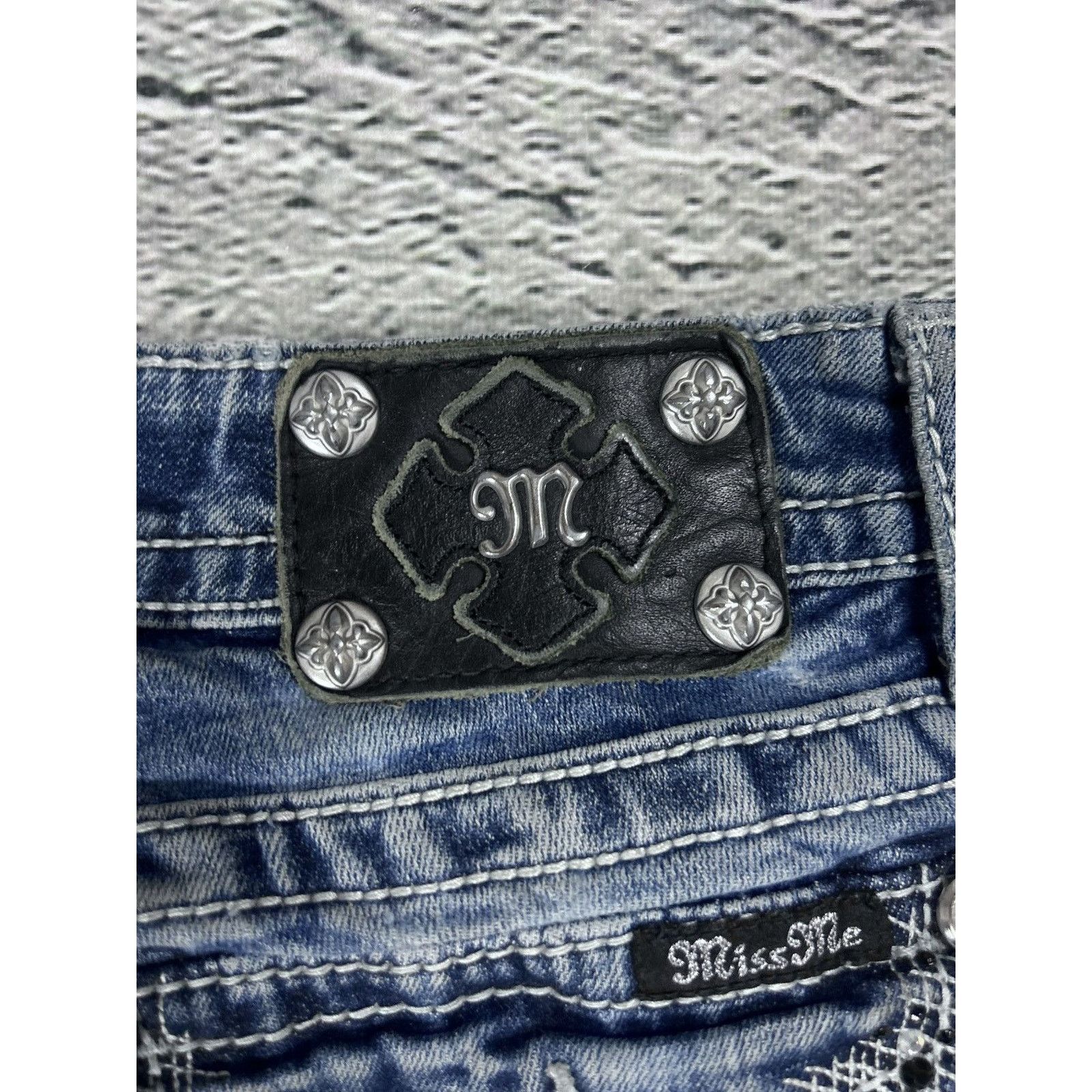 Miss Me Miss Me flared bootcut white stitching denim vintage y2k Size 29" - 4 Thumbnail